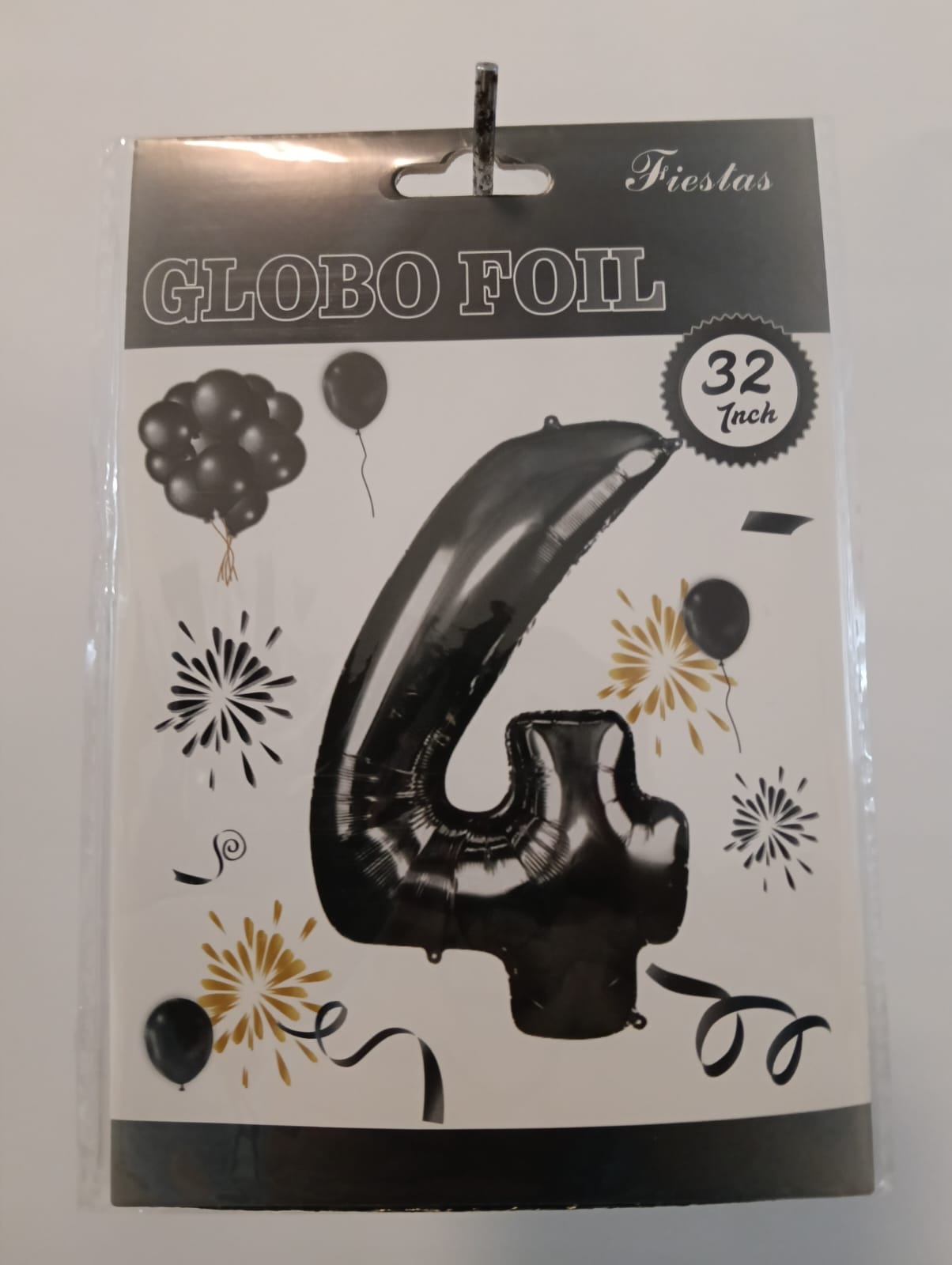 GLOBO DE NUMERO 4 32 PULGADAS (81.28CM) NEGRO