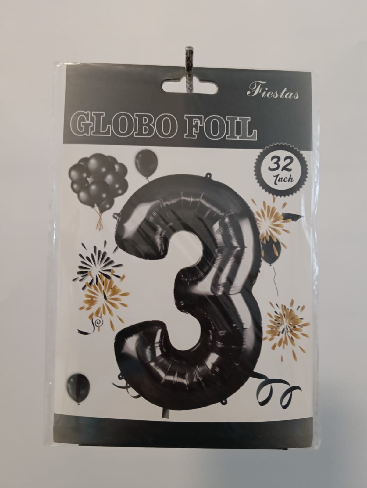 GLOBO DE NUMERO 3 32 PULGADAS (81.28CM) NEGRO