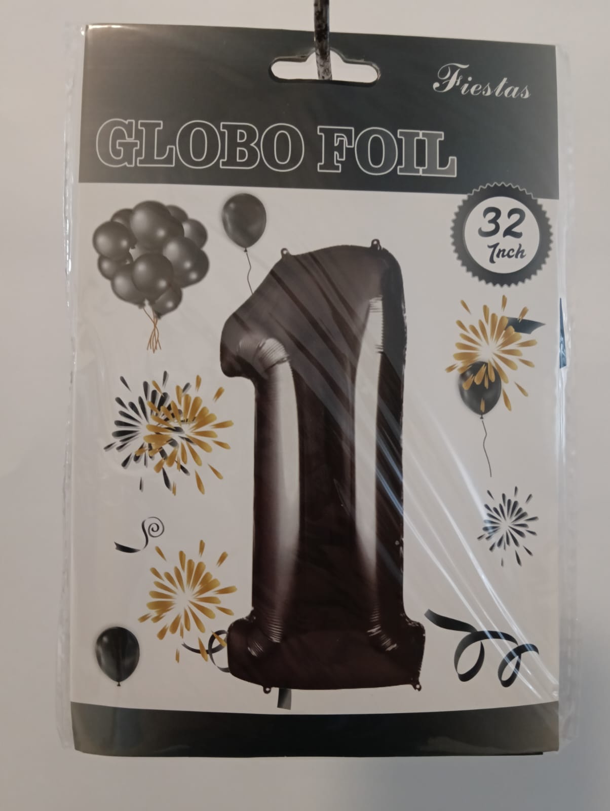 GLOBO DE NUMERO 1 32 PULGADAS (81.28CM) NEGRO