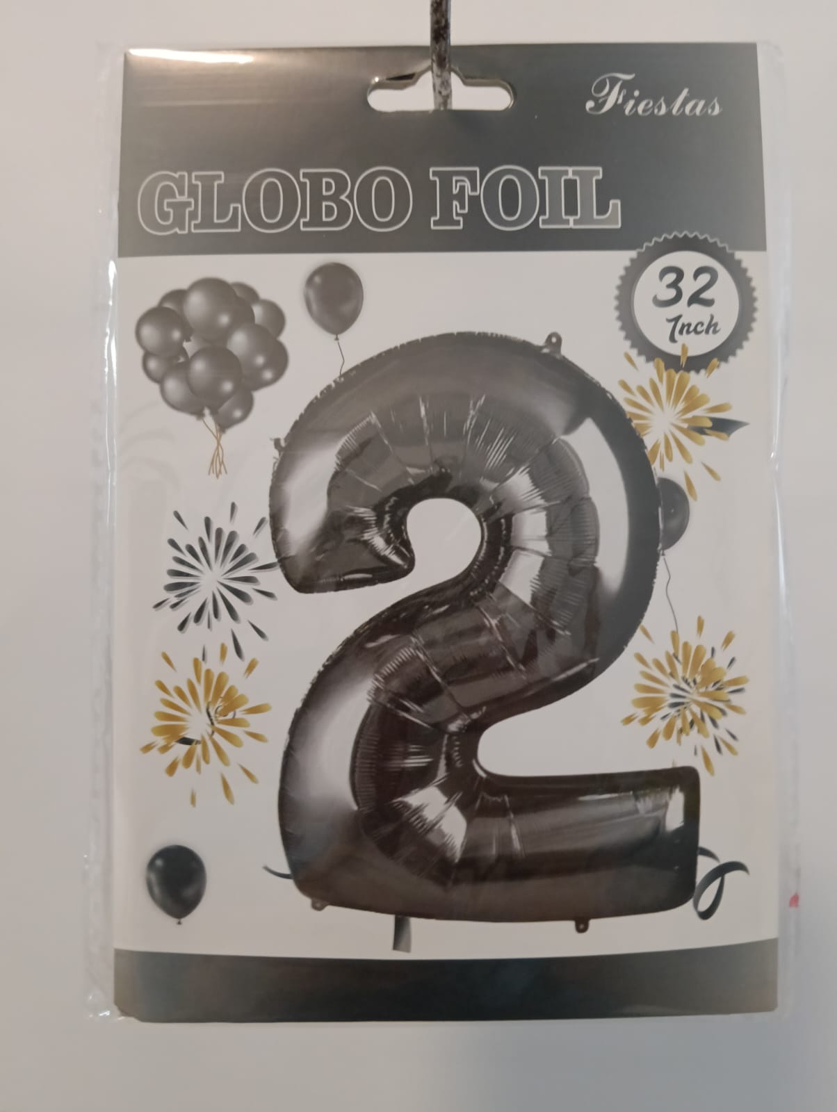 GLOBO DE NUMERO 2 32 PULGADAS (81.28CM) NEGRO