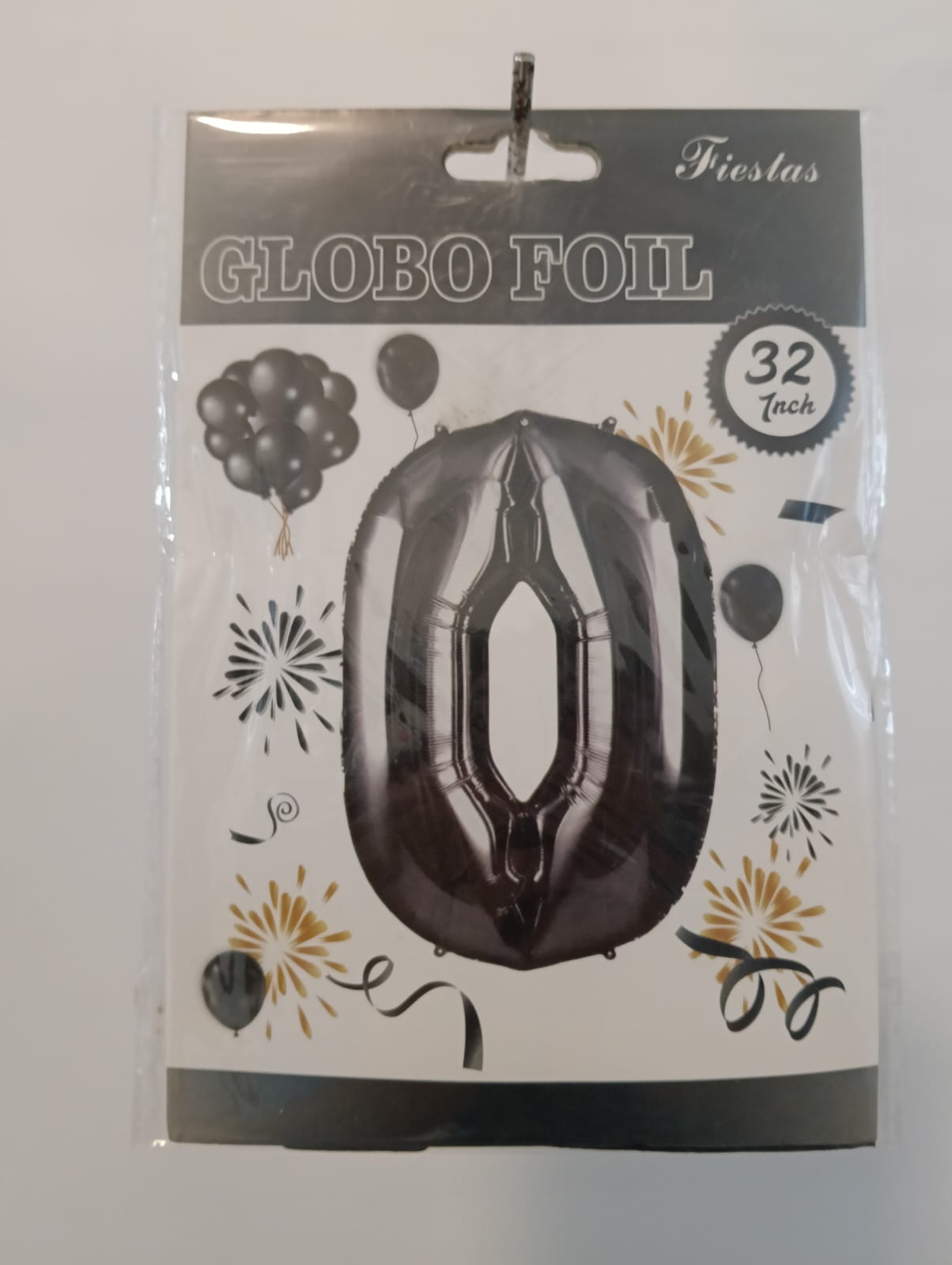 GLOBO DE NUMERO 0 32 PULGADAS (81.28CM) NEGRO