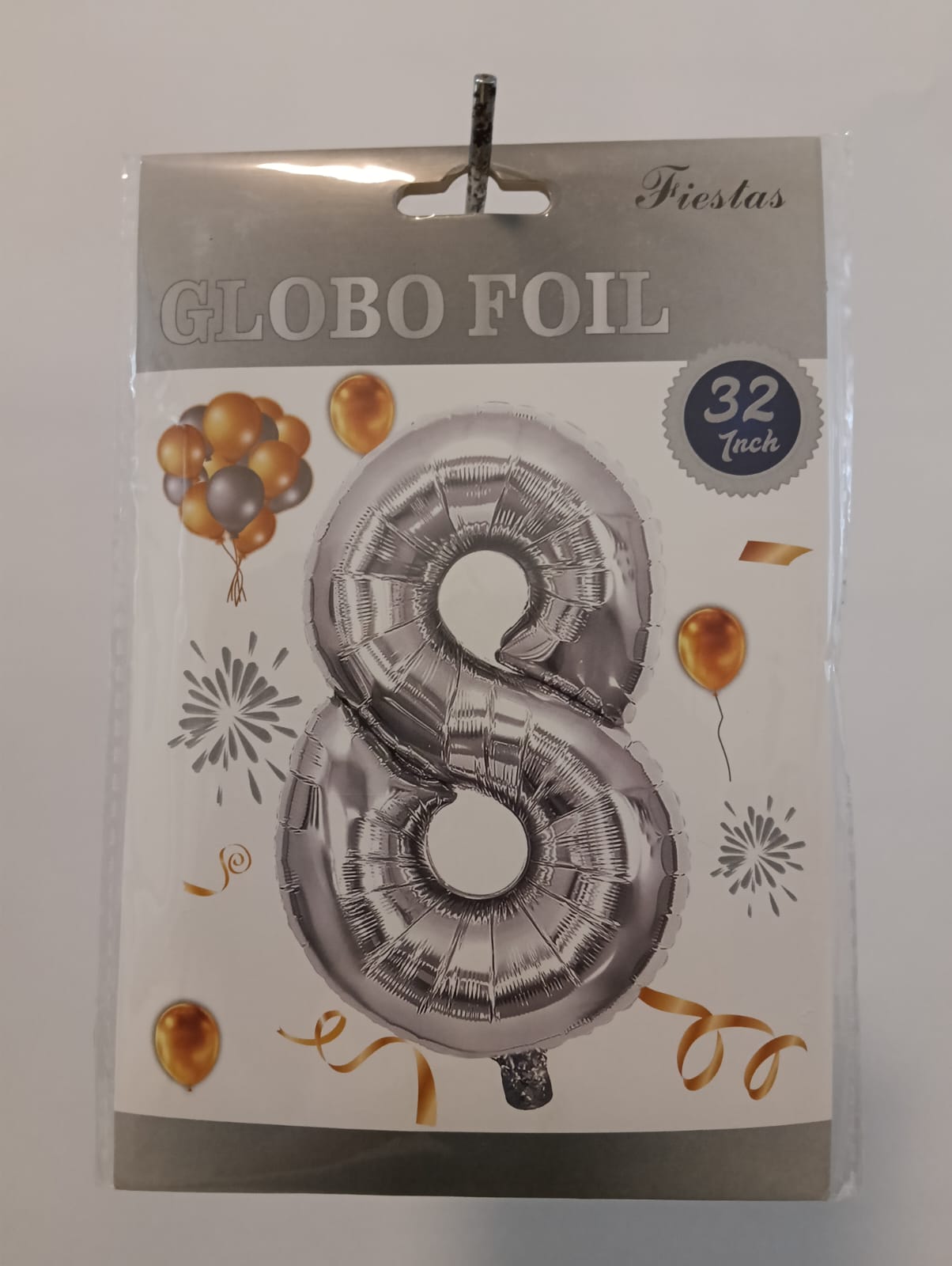 GLOBO DE NÚMERO 8 32 PULGADAS (81.28CM) PLATA