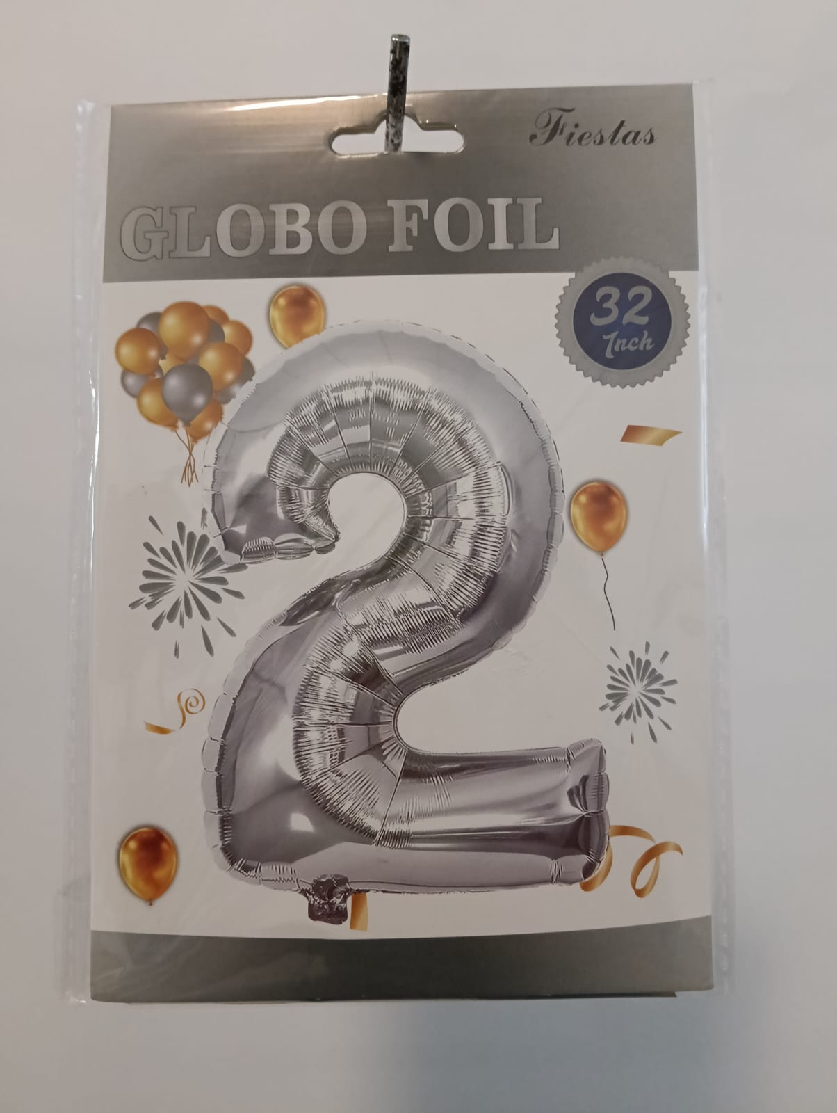 GLOBO DE NUMERO 2 32 PULGADAS (81.28CM) PLATA