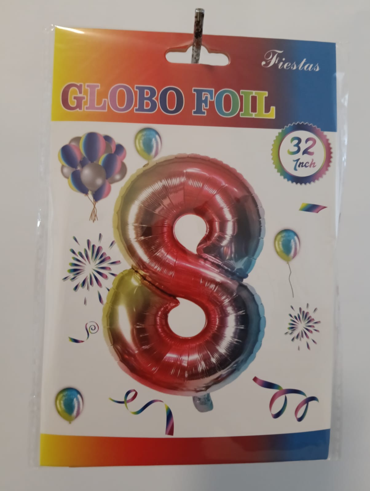 GLOBO DE NÚMERO 8 32 PULGADAS (81.28CM) ARCOIRIS