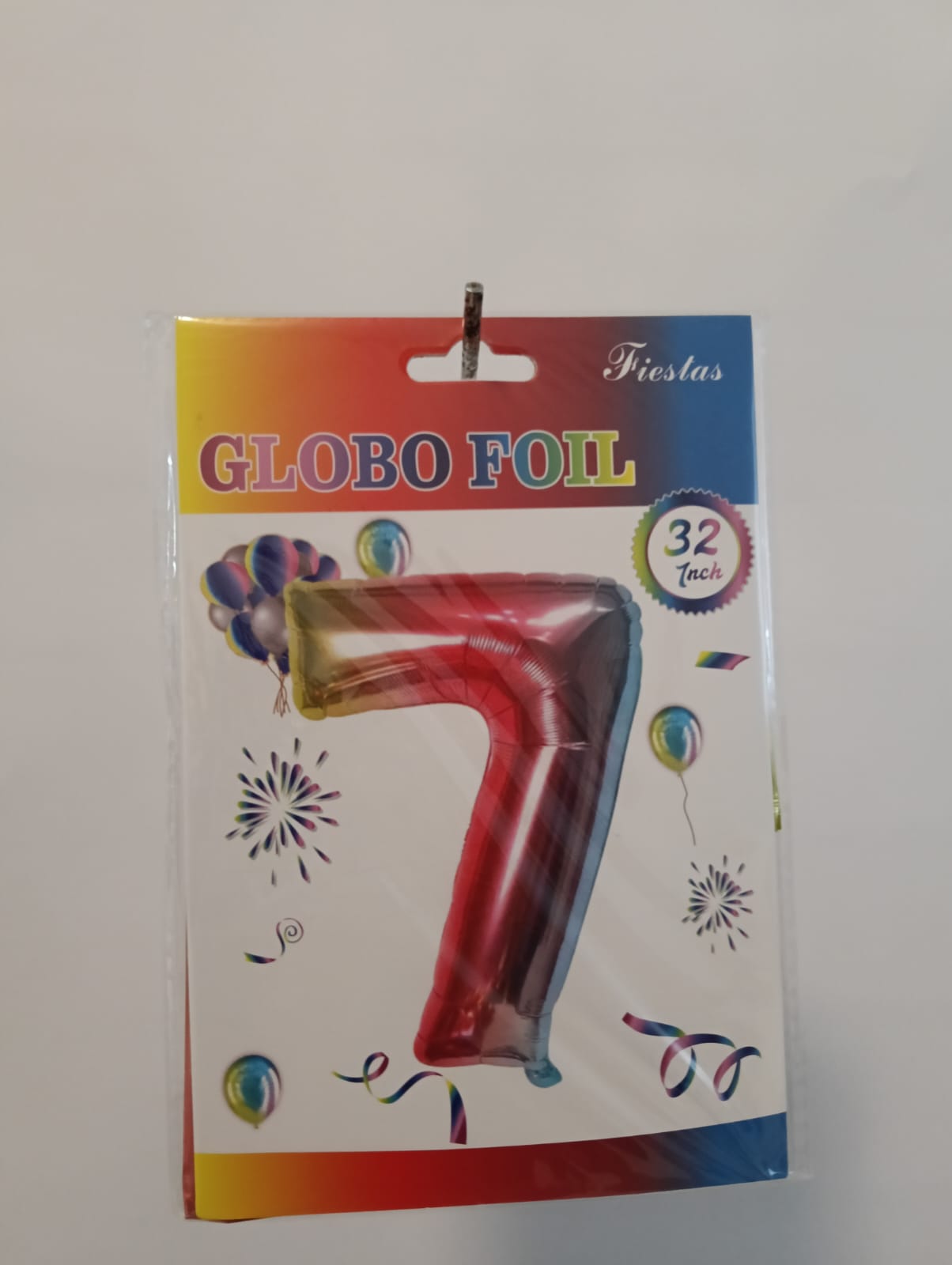GLOBO DE NÚMERO 7 32 PULGADAS (81.28CM) ARCOIRIS
