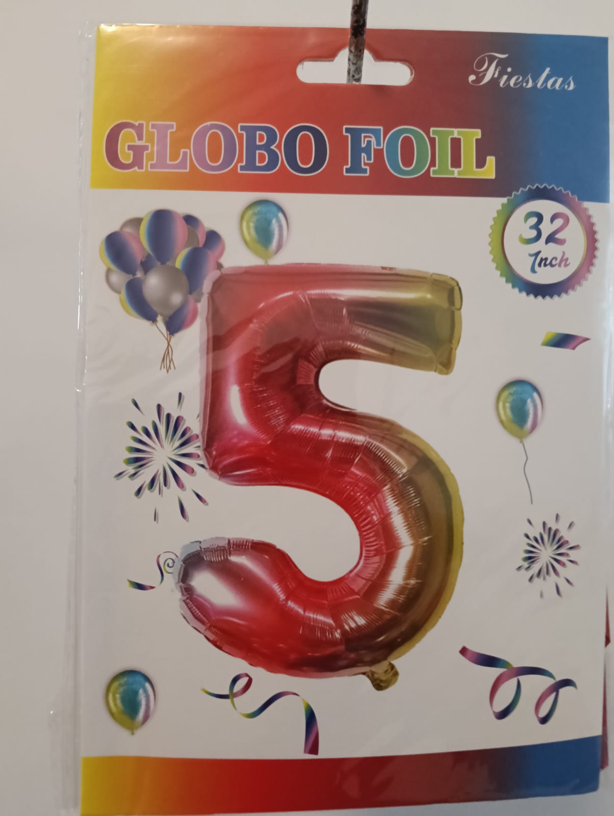 GLOBO DE NUMERO 5 32 PULGADAS (81.28CM) ARCOIRIS