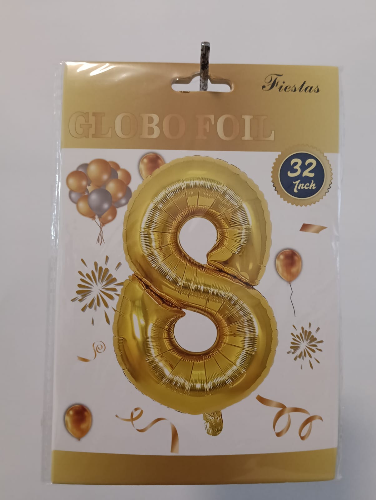 GLOBO DE NÚMERO 8 32 PULGADAS (81.28CM) DORADO