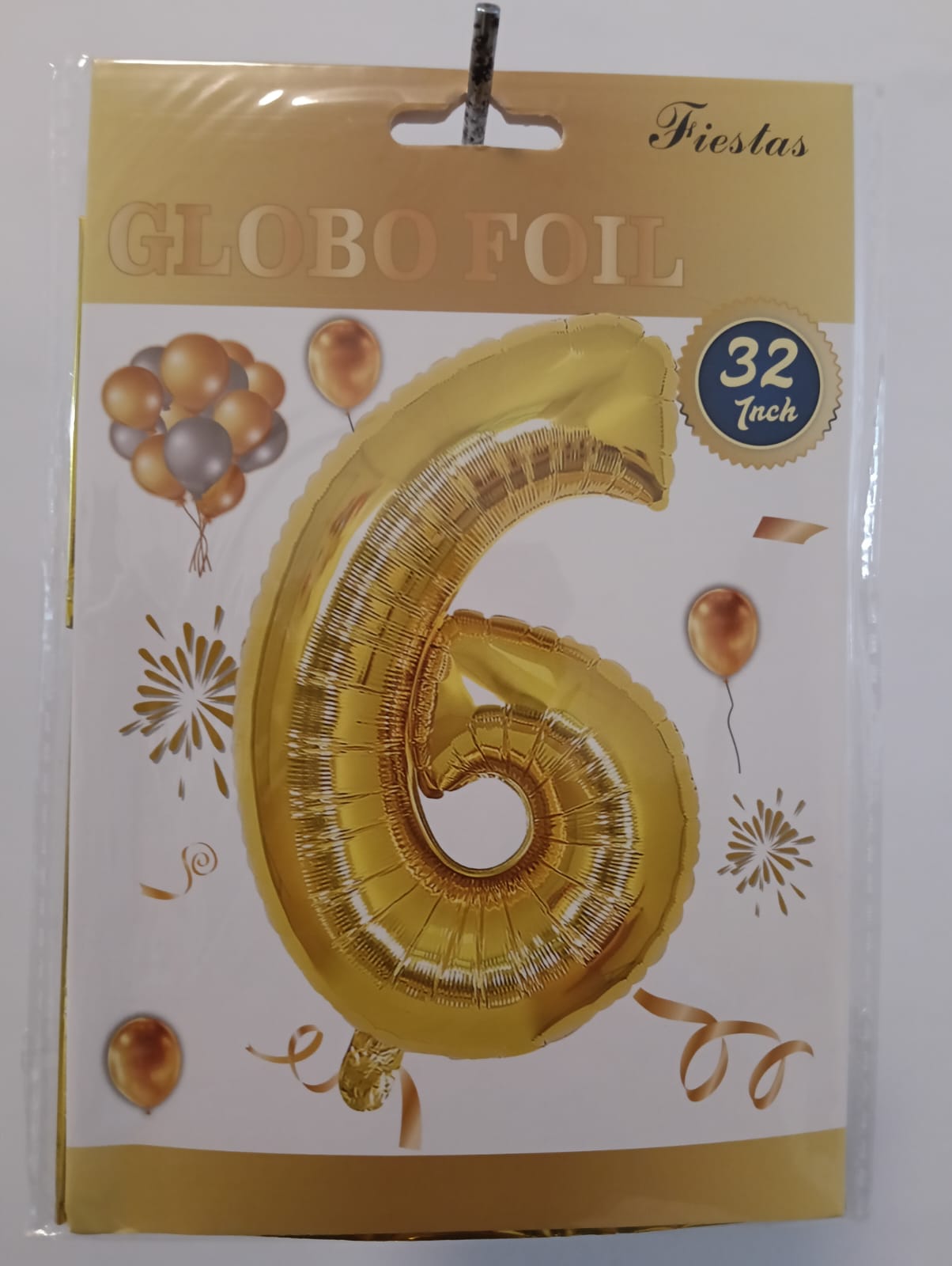 GLOBO DE NÚMERO 6 32 PULGADAS (81.28CM) DORADO