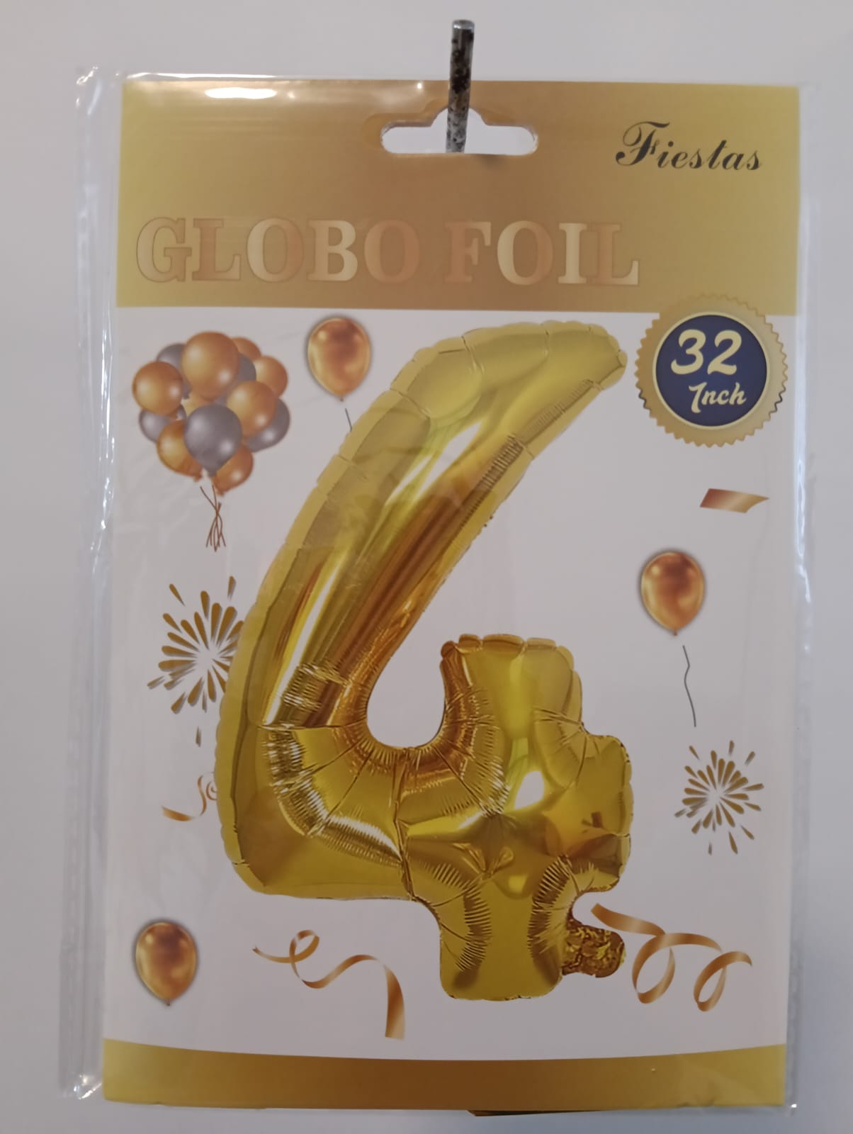 GLOBO DE NÚMERO 4 32 PULGADAS (81.28CM) DORADO