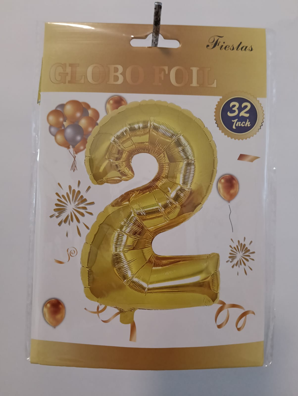 GLOBO DE NUMERO 2 32 PULGADAS (81.28CM) DORADO