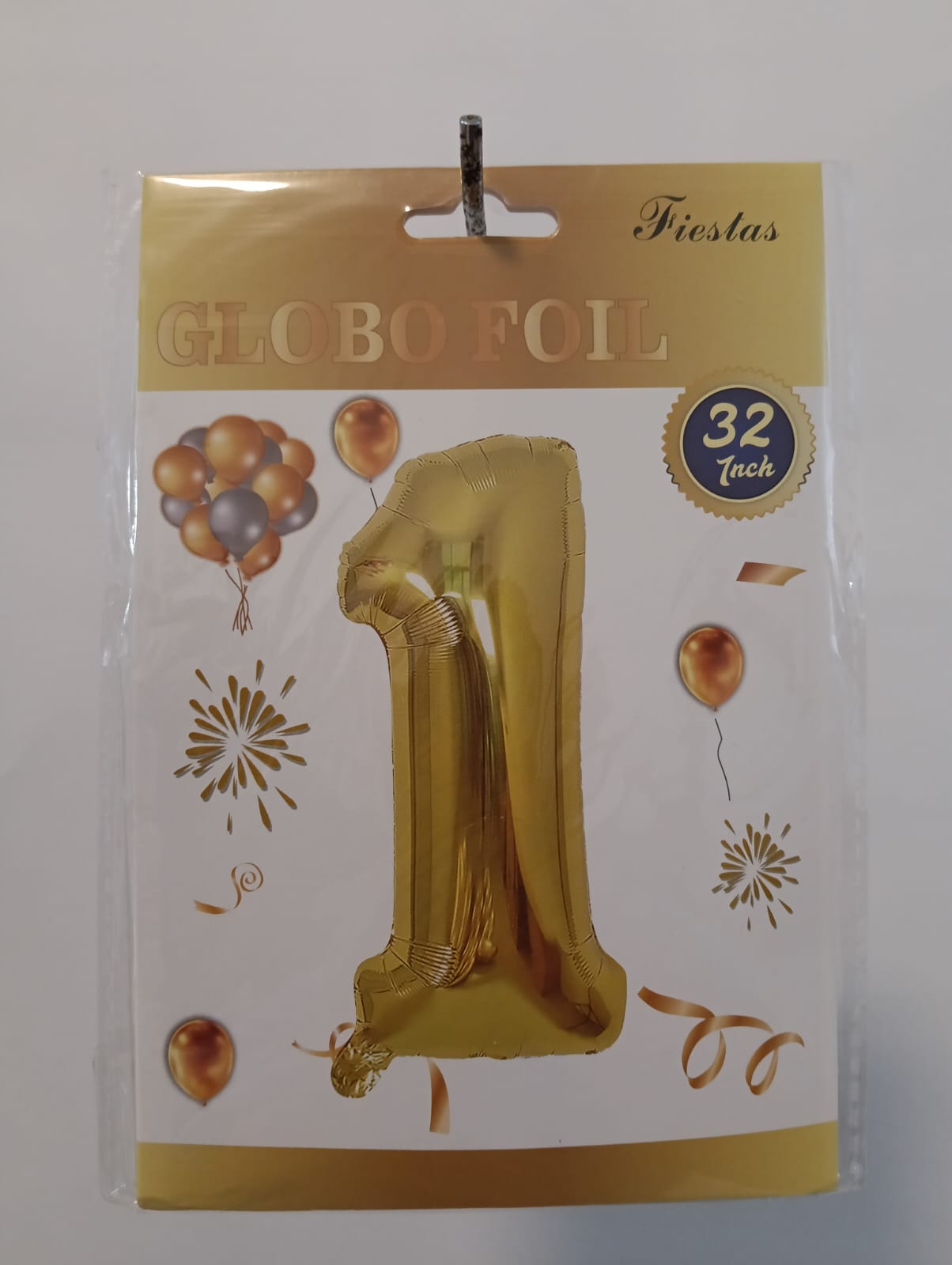 GLOBO DE NUMERO 1 32 PULGADAS (81.28CM) DORADO