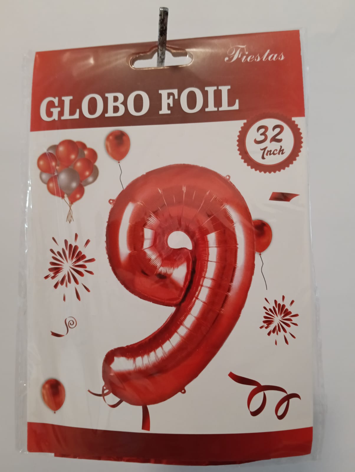 GLOBO DE NÚMERO 9 32 PULGADAS (81.28CM) ROJO