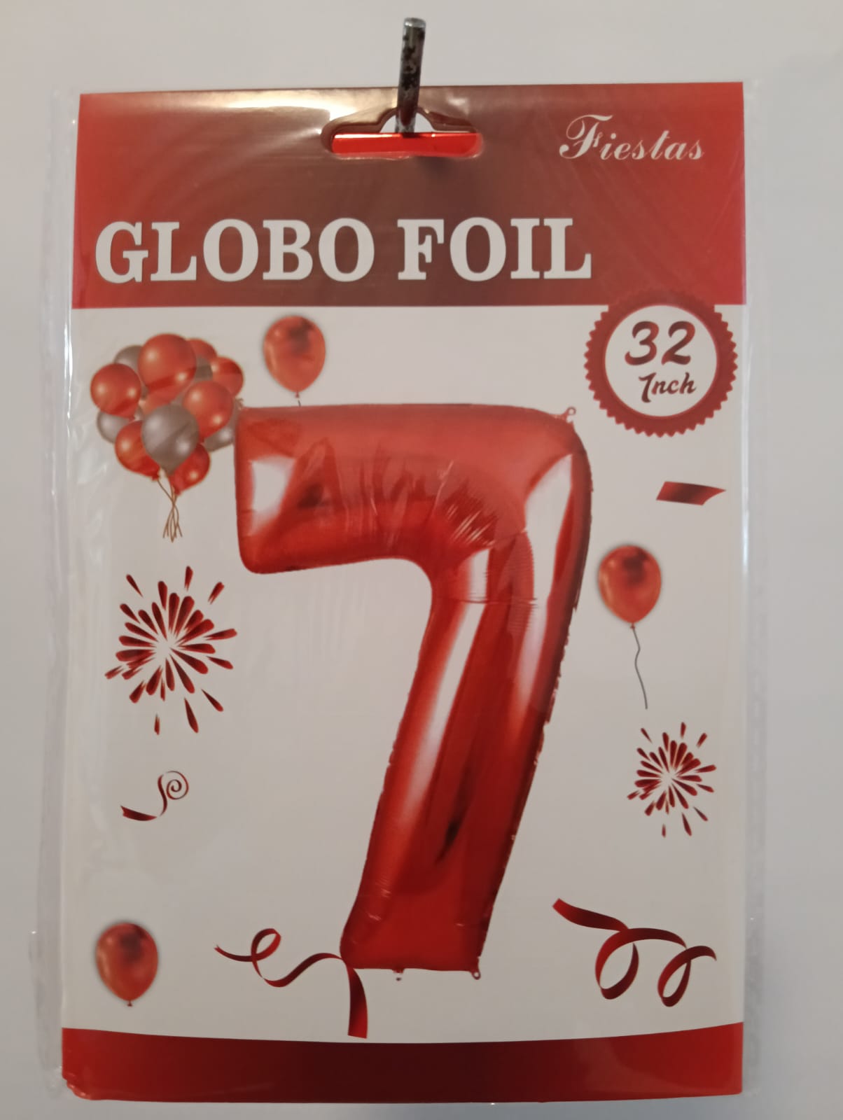GLOBO DE NÚMERO 7 32 PULGADAS (81.28CM) ROJO