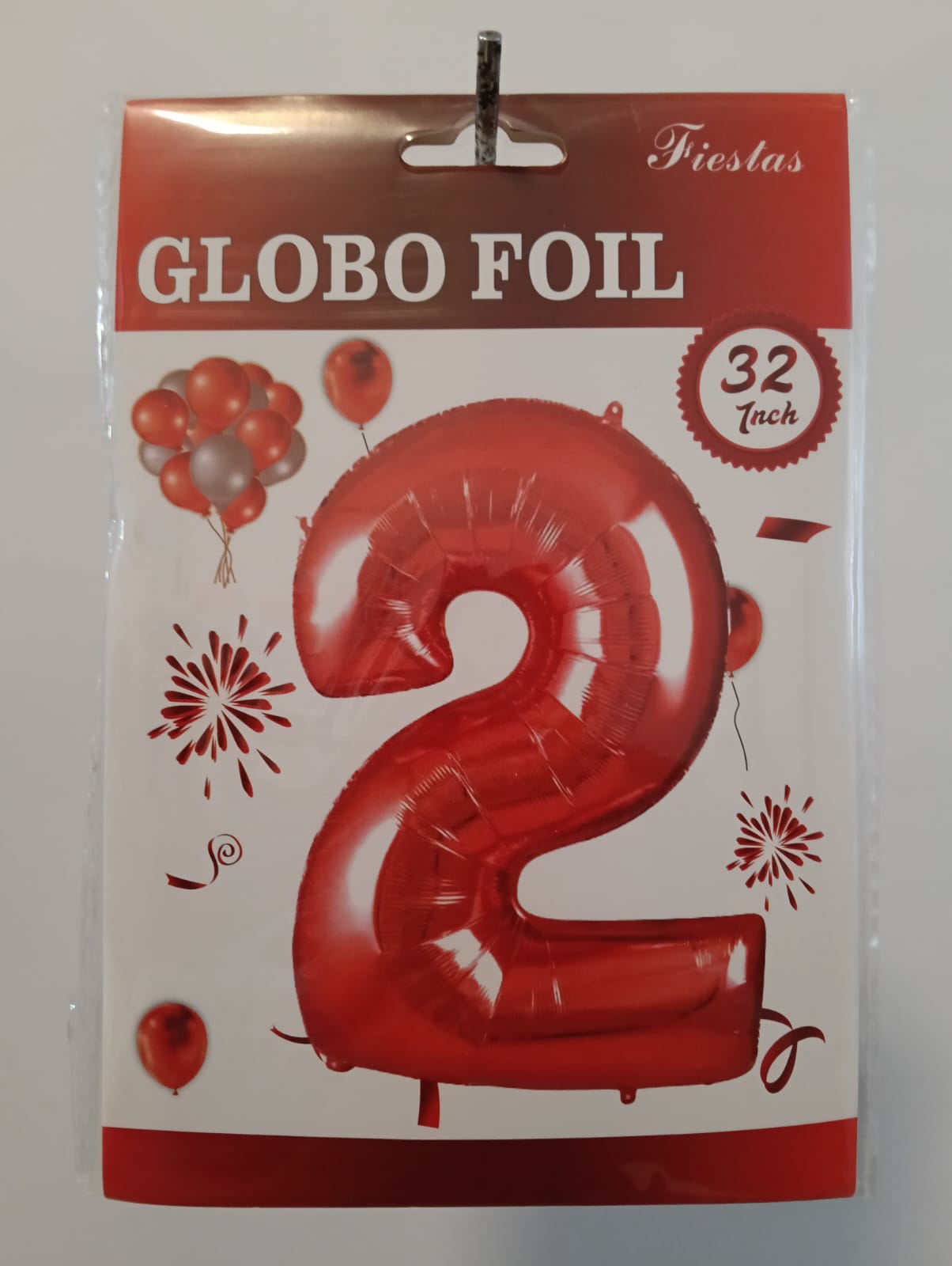 GLOBO DE NUMERO 2 32 PULGADAS (81.28CM) ROJO