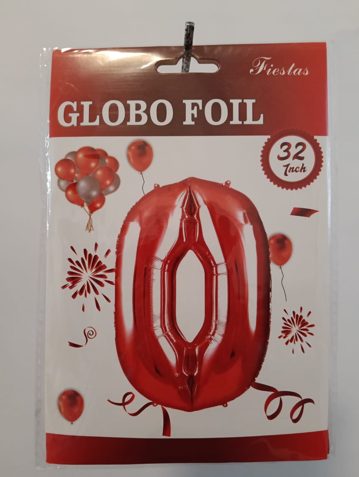 GLOBO DE NÚMERO 0 32 PULGADAS (81.28CM) ROJO