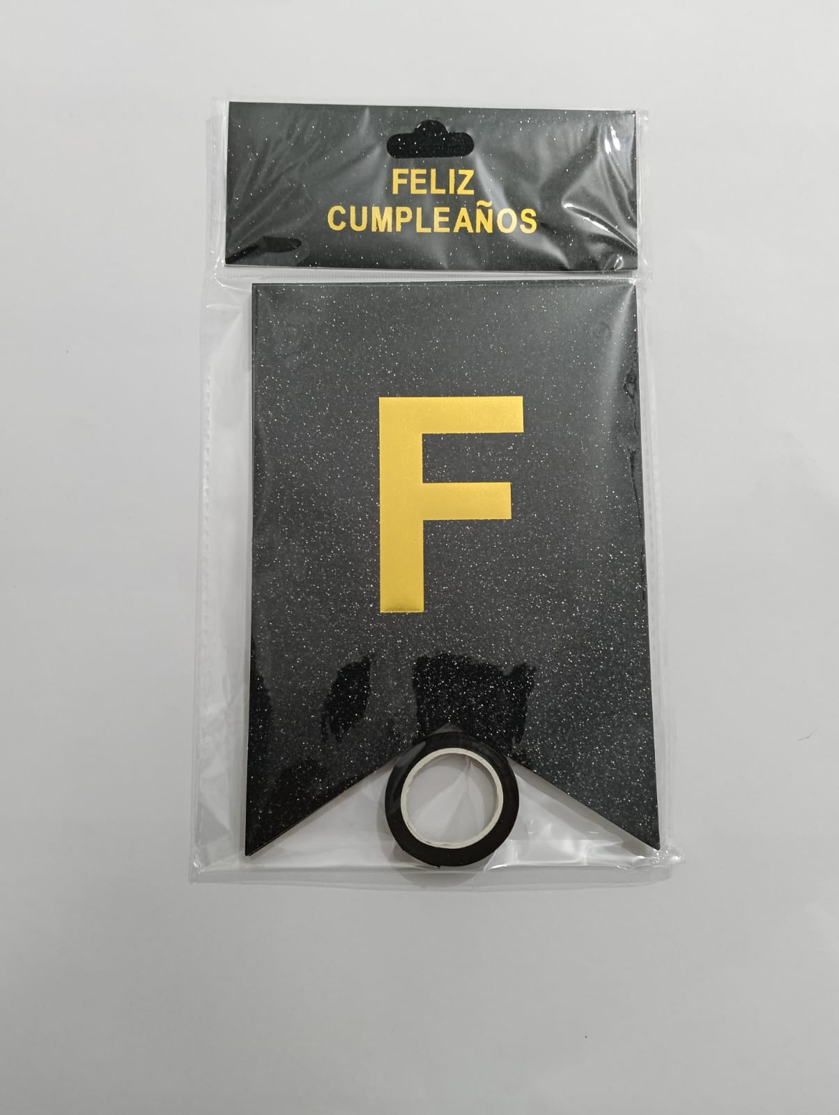 LETRERO FELIZ CUMPLEAÑOS HOLOGRÁFICO NEGRO