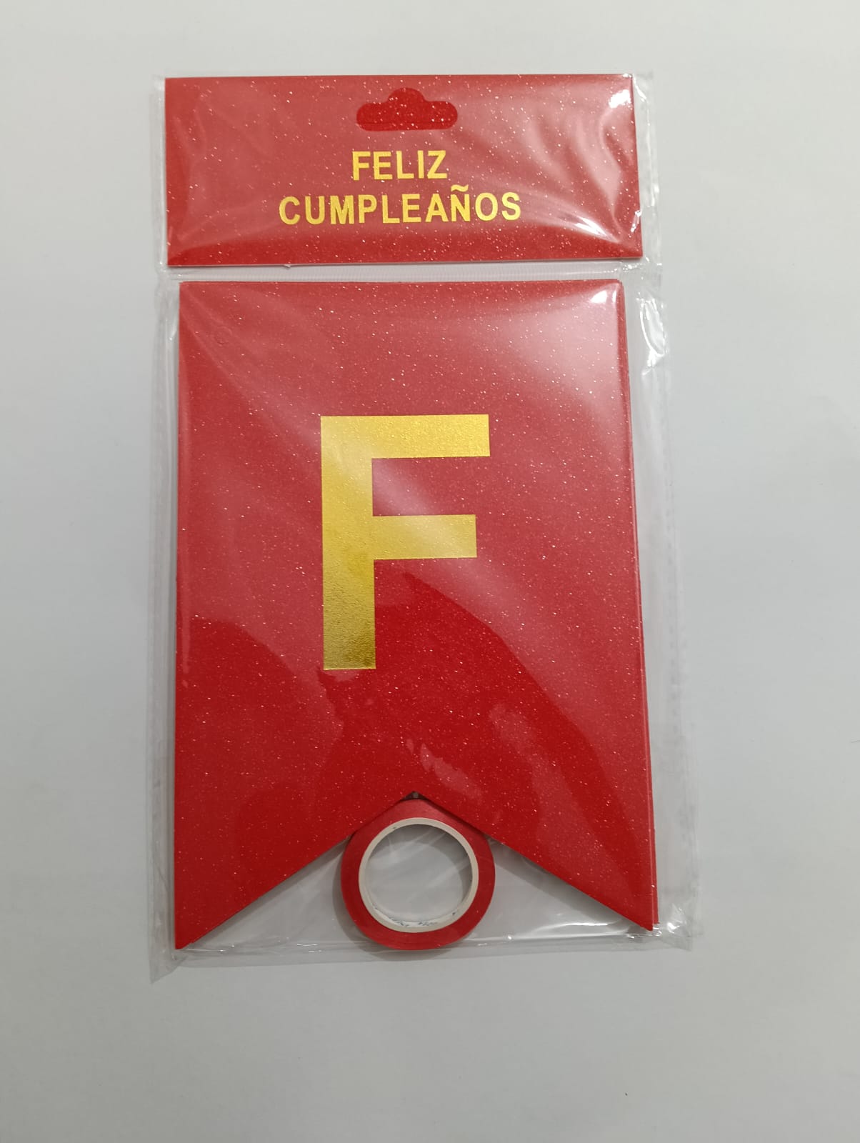 LETRERO FELIZ CUMPLEAÑOS HOLOGRÁFICO ROJO