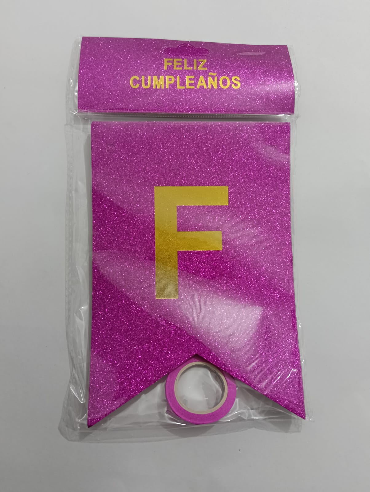 LETRERO FELIZ CUMPLEAÑOS HOLOGRÁFICO ROSA