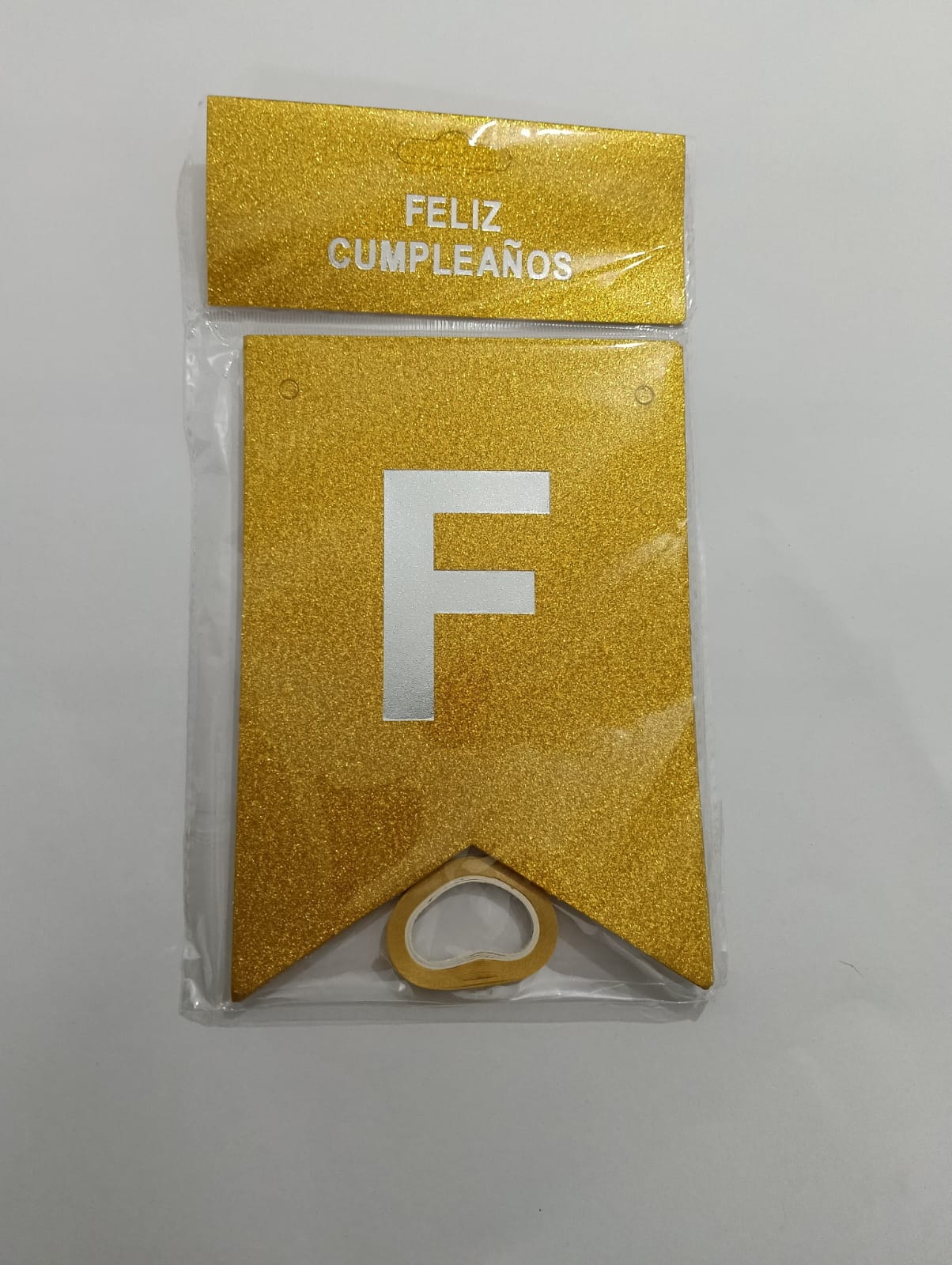 LETRERO FELIZ CUMPLEAÑOS HOLOGRÁFICO DORADO