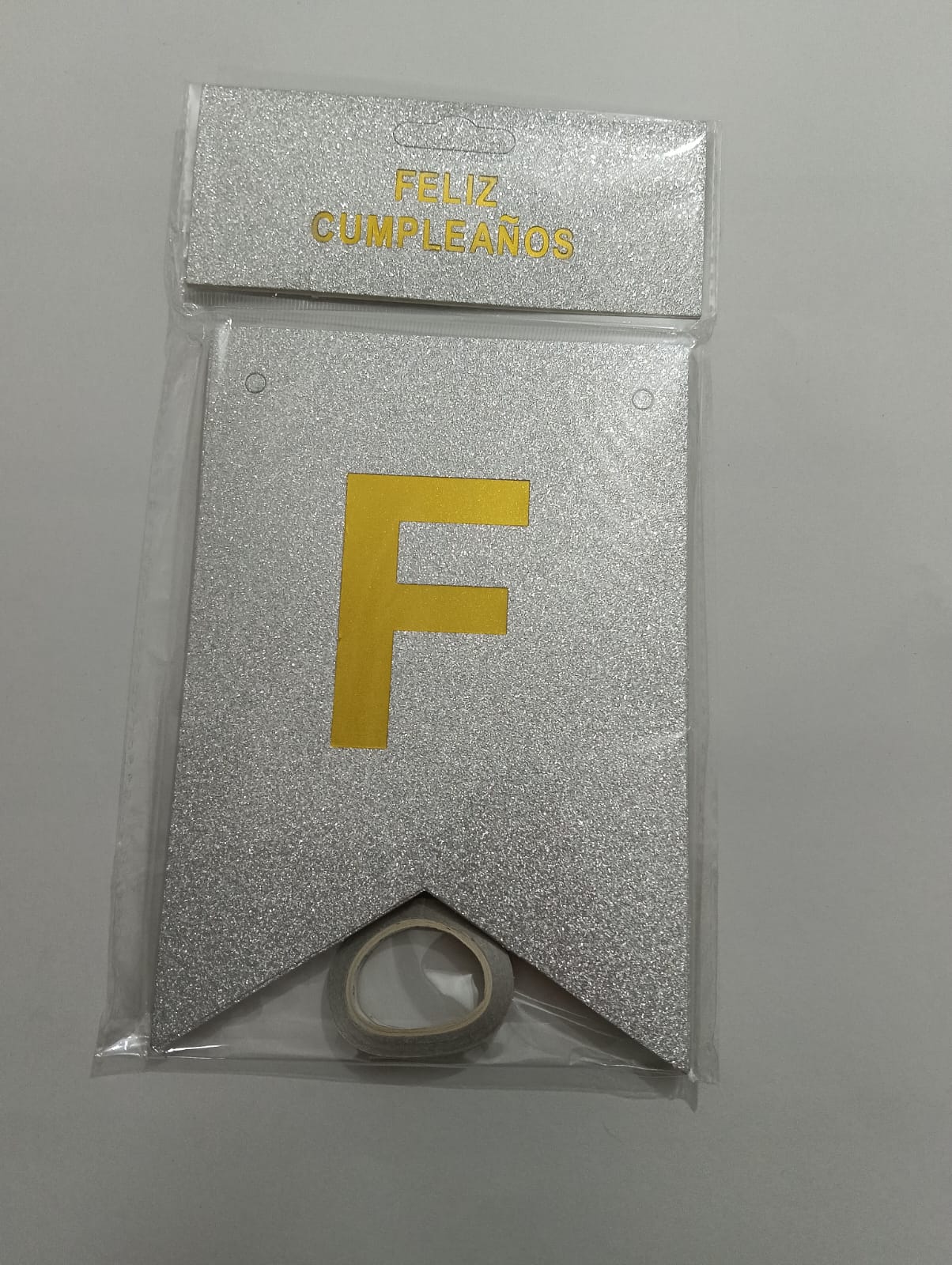 LETRERO FELIZ CUMPLEAÑOS HOLOGRÁFICO PLATA