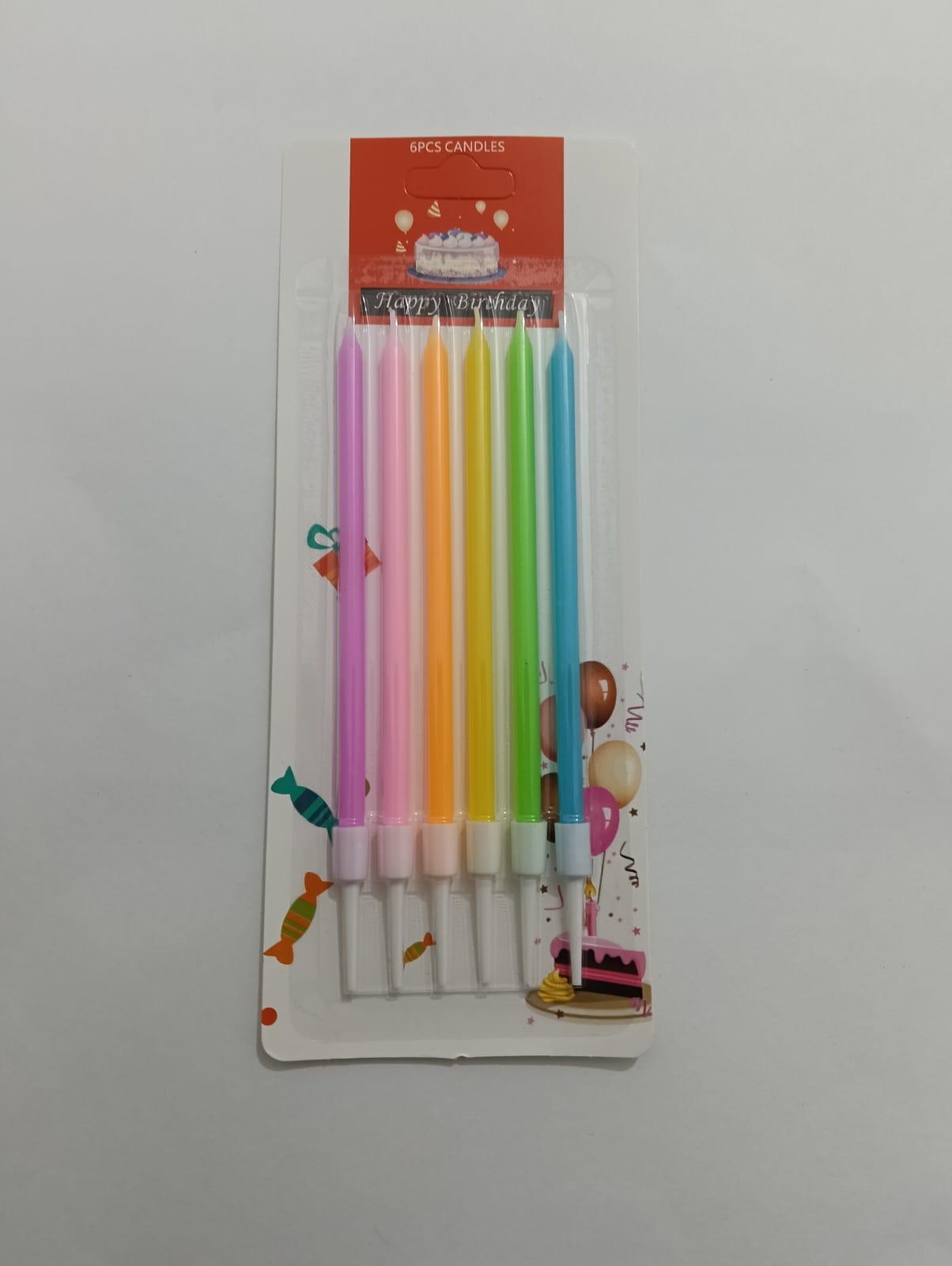 VELA LARGA PASTEL 6 PZAS