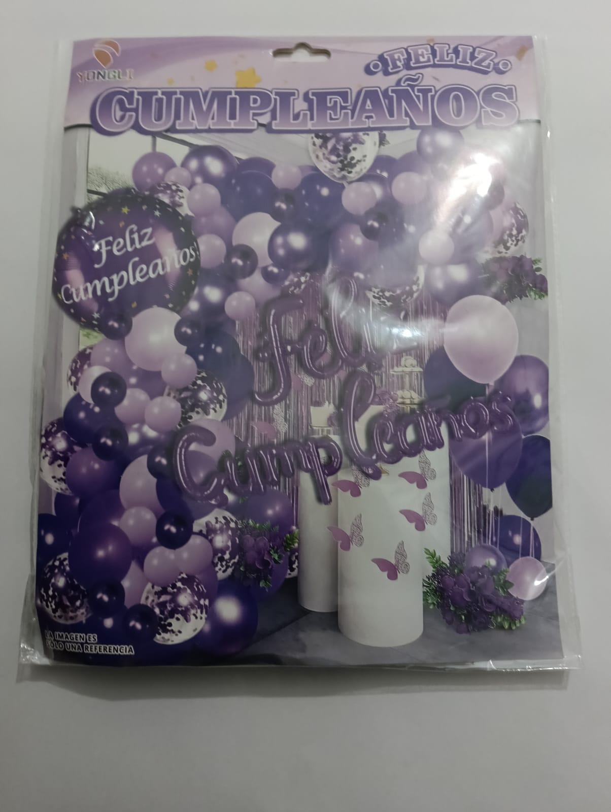 ARCO COMPLETO FELIZ CUMPLEAÑOS (MORADO, LILA)