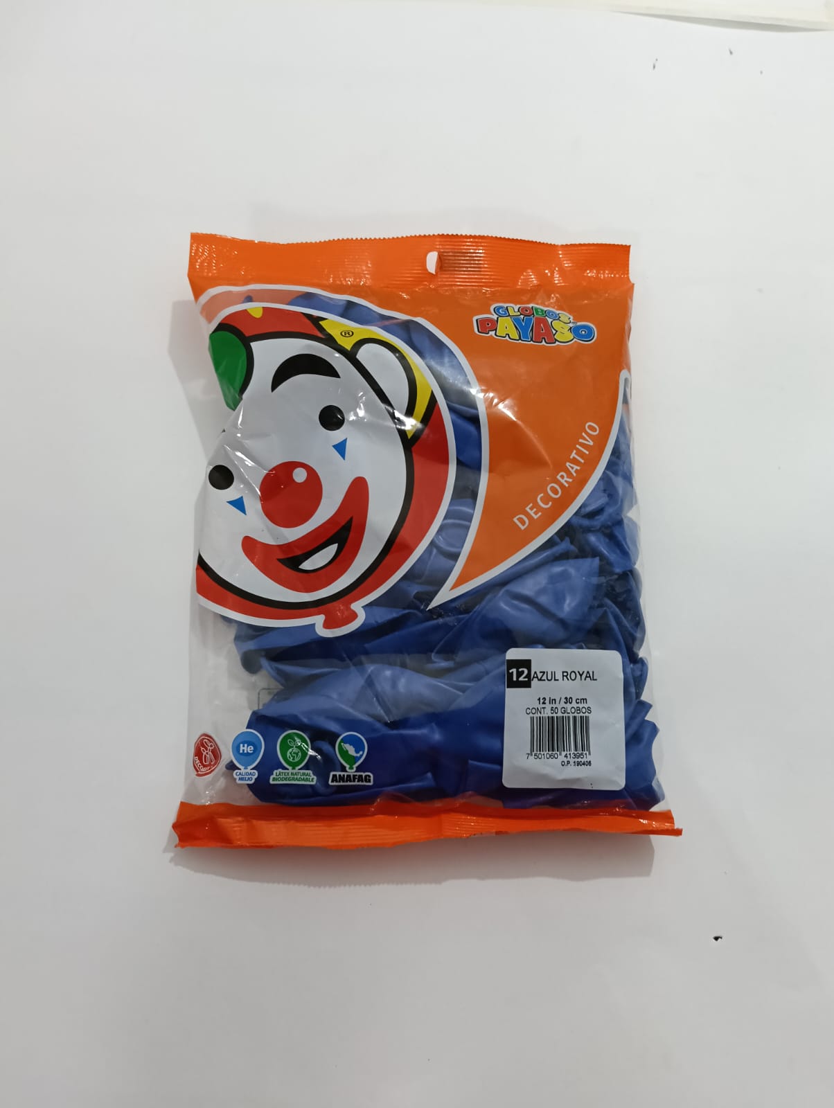 GLOBO PAYASO #12 AZUL ROYAL DECORATIVO 50 PZAS