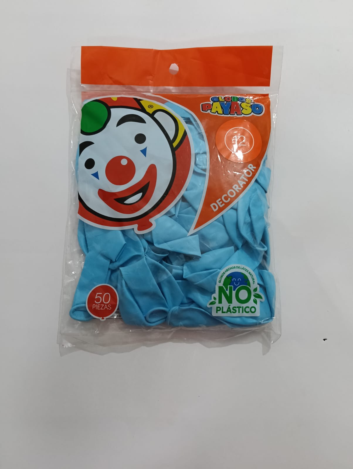 GLOBO PAYASO #12 AZUL CIELO DECORATIVO 50 PZAS