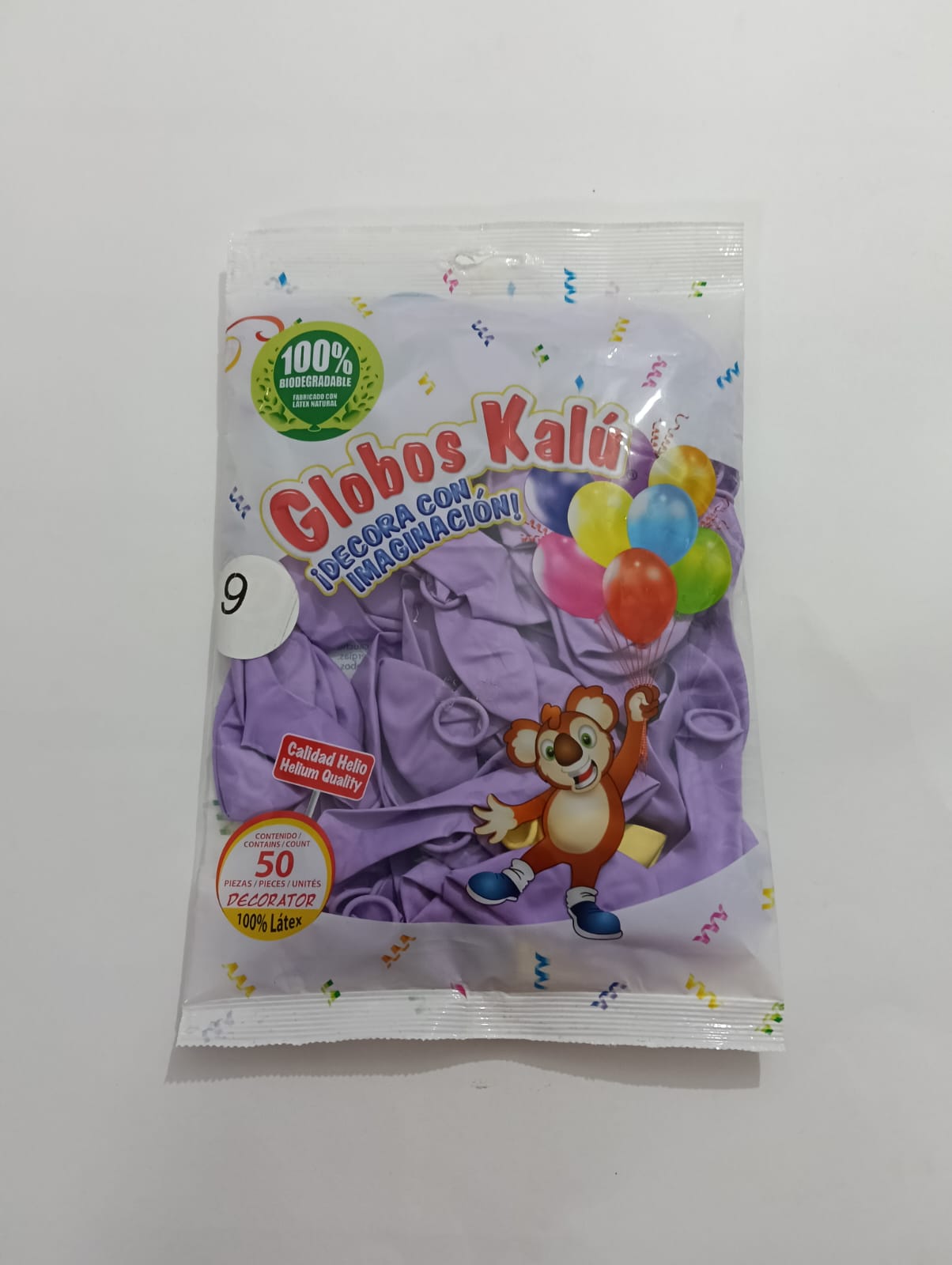 GLOBO KALU # 9 LAVANDA PASTEL 50 PZAS