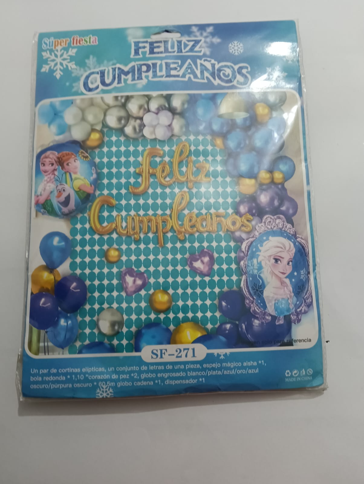 FROZEN ARCO COMPLETO FELIZ CUMPLEAÑOS (ORO,AZUL,PLATA)