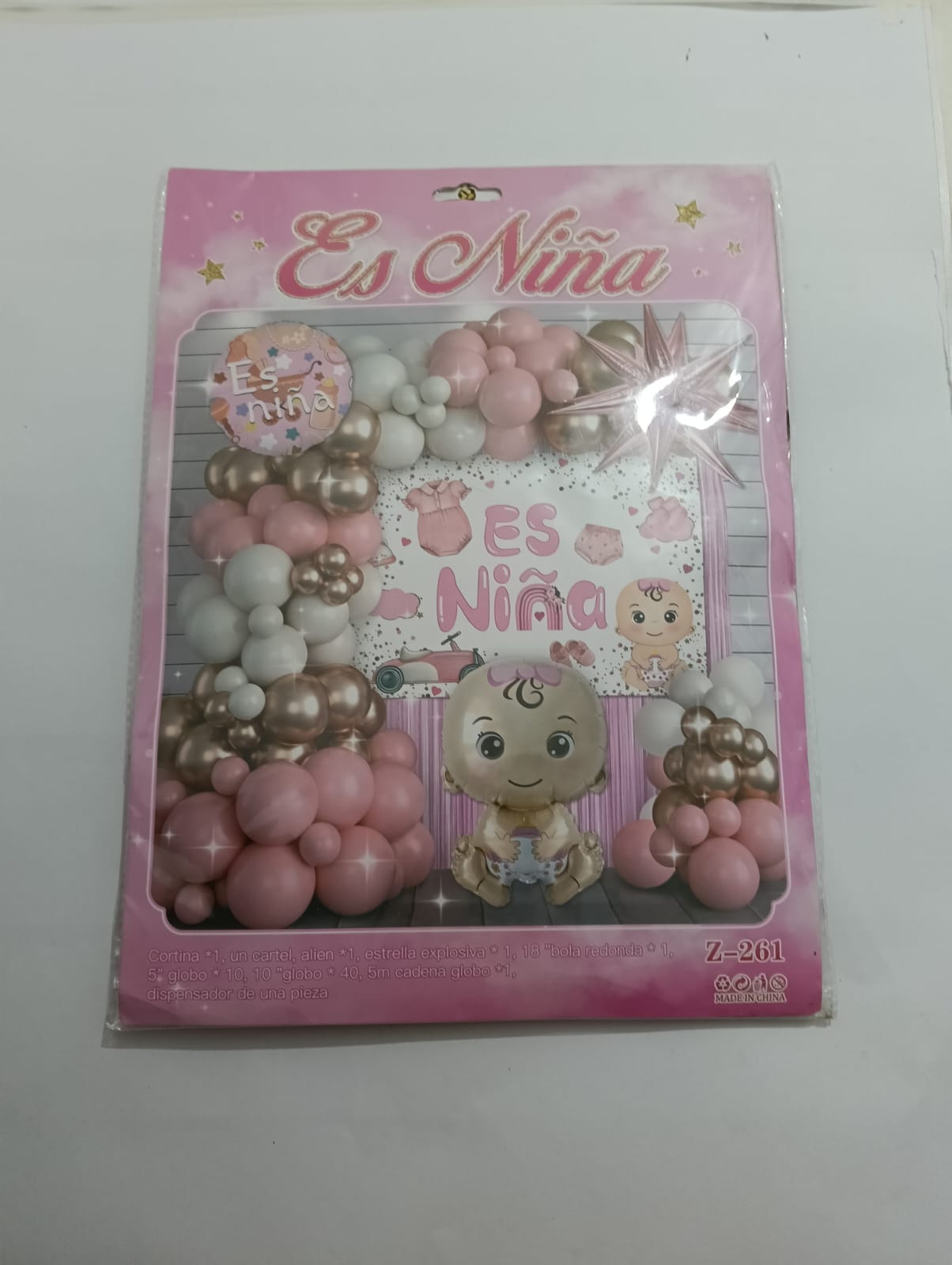 ARCO COMPLETO ES NIÑA REVELACIÓN  (ROSA, BLANCO, DORADO)
