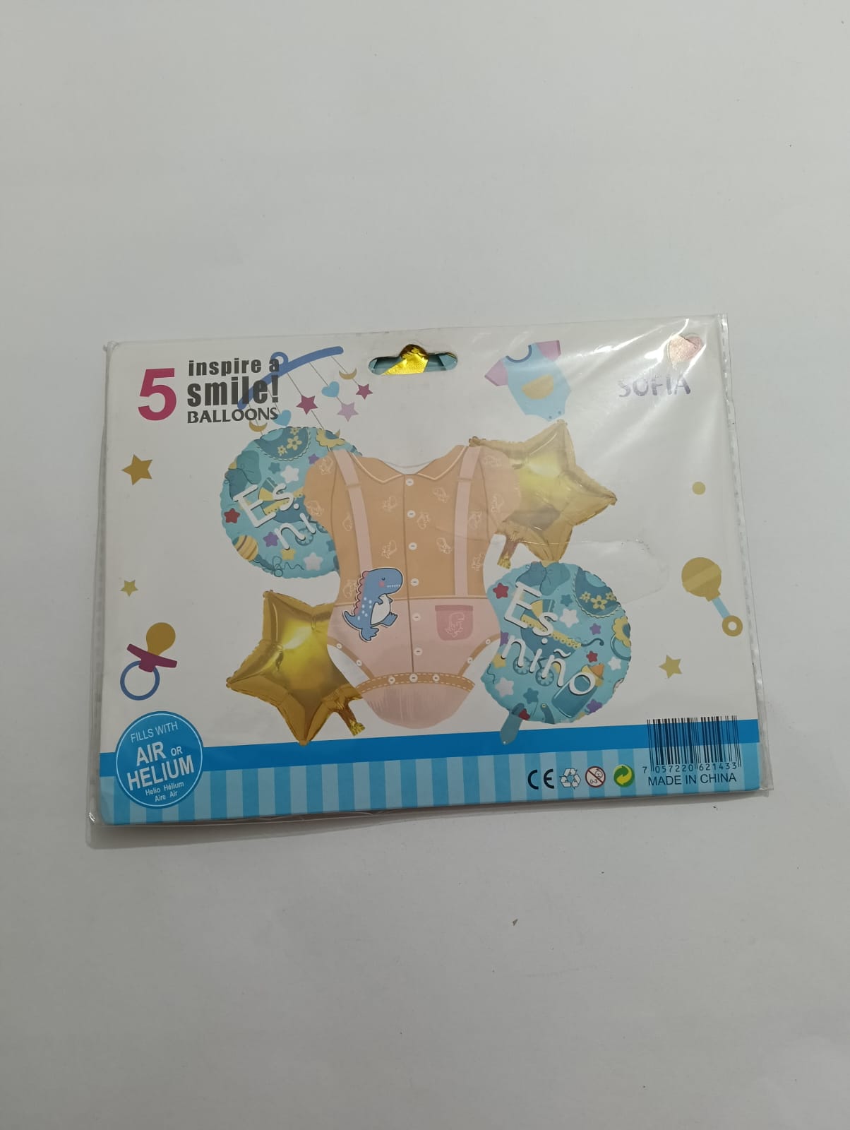 ES NIÑO REVELACIÓN SET 5 GLOBOS METÁLICOS