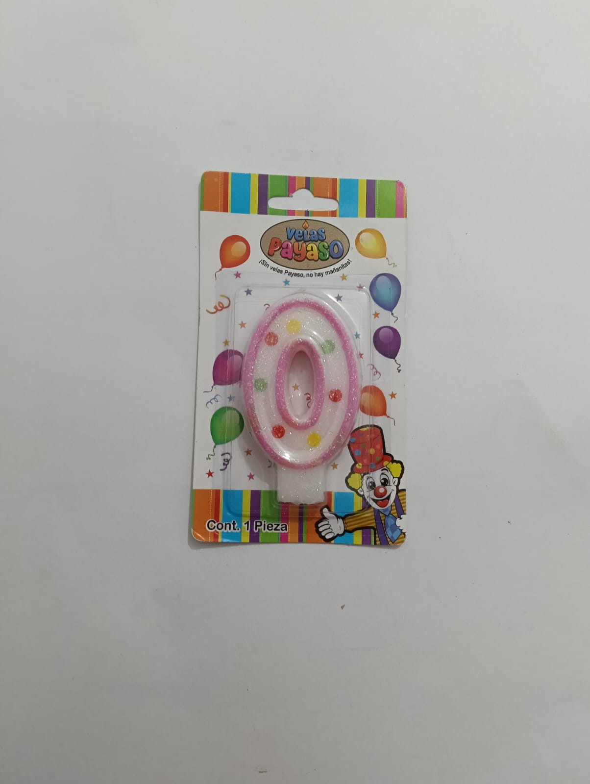 VELA NÚMERO PAYASO CERA ROSA
