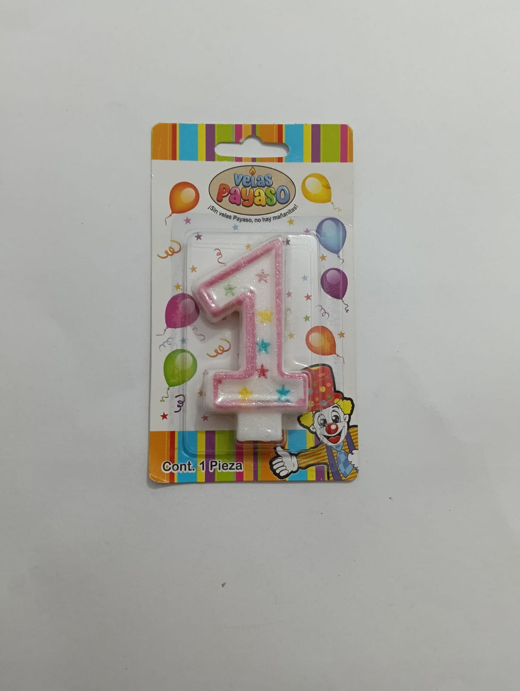 VELA NÚMERO PAYASO CERA ROSA