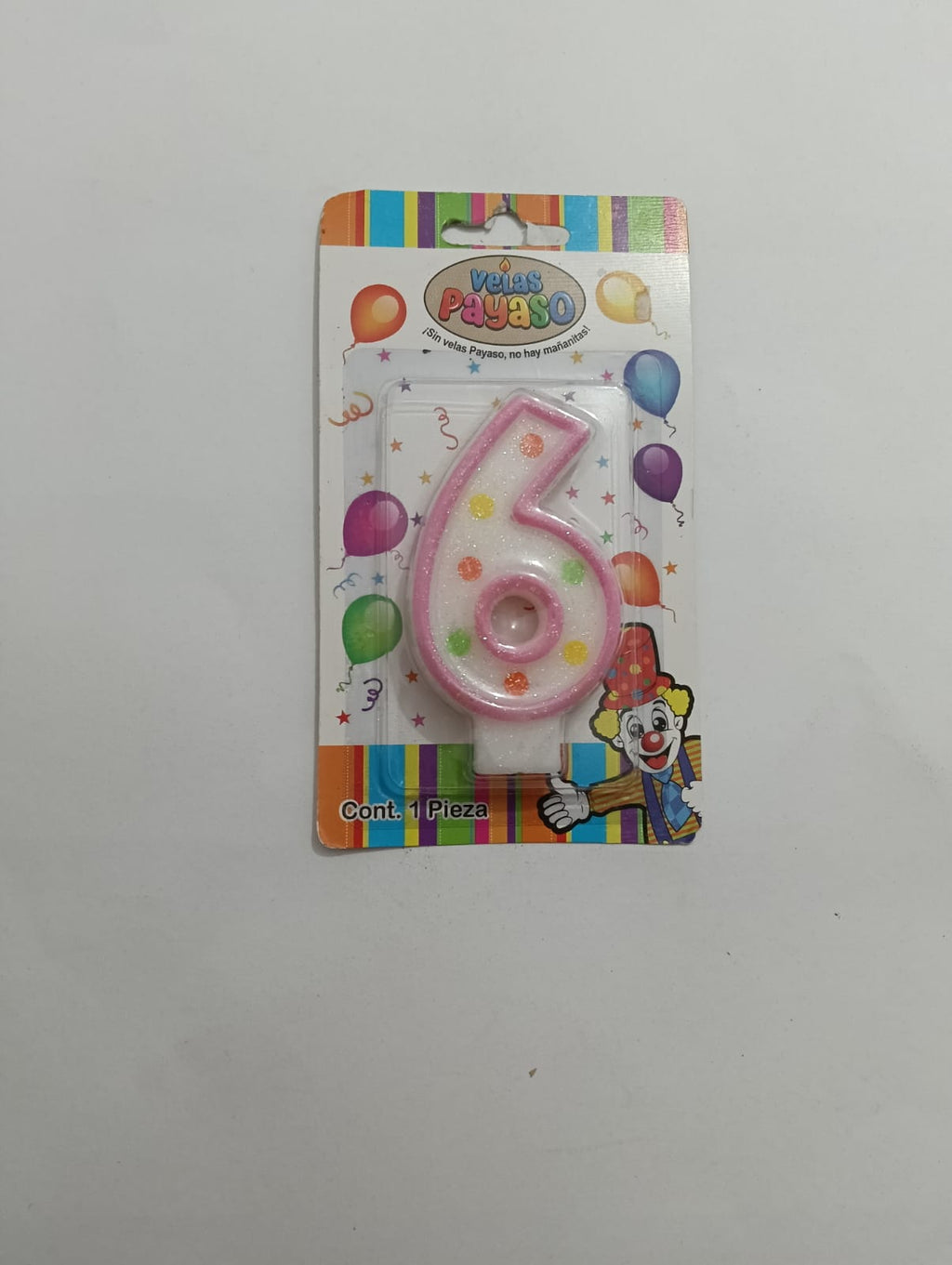 VELA NÚMERO PAYASO CERA ROSA