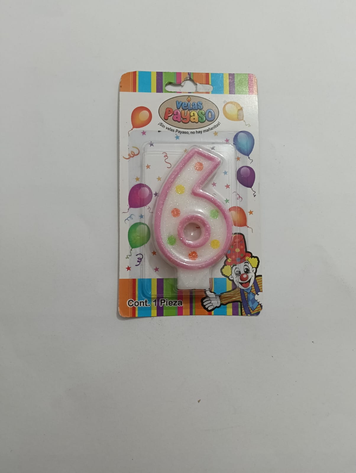 VELA NÚMERO PAYASO CERA ROSA