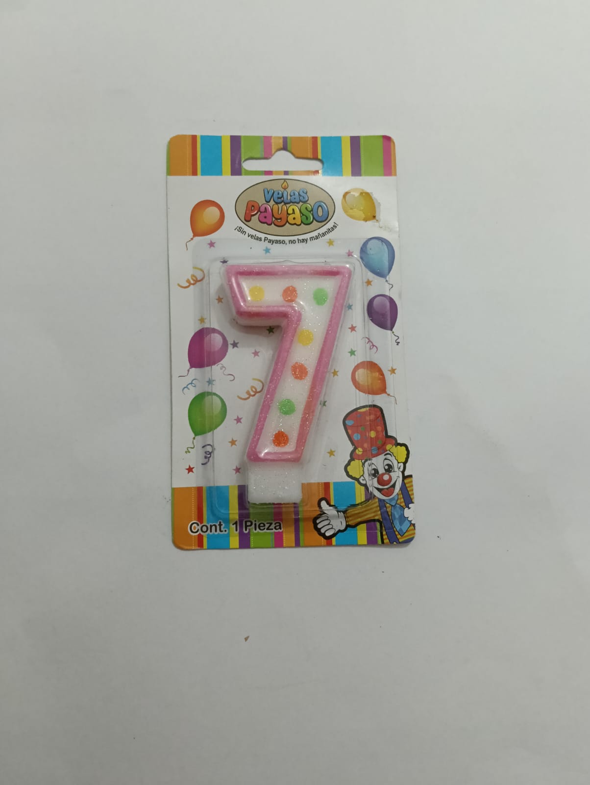 VELA NÚMERO PAYASO CERA ROSA