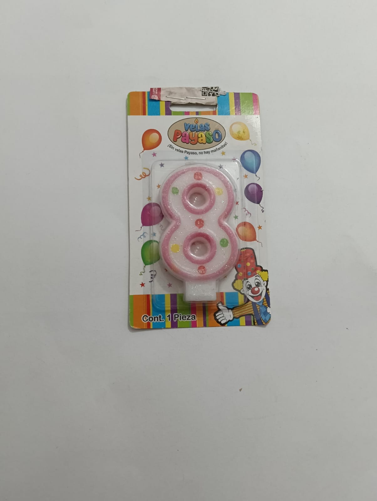 VELA NÚMERO PAYASO CERA ROSA