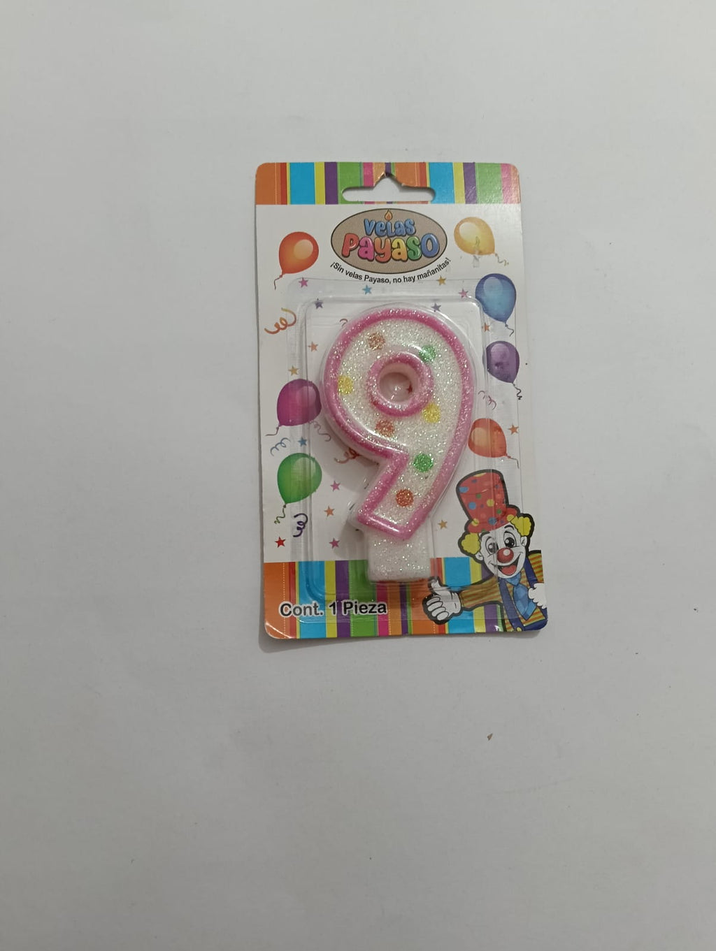 VELA NÚMERO PAYASO CERA ROSA