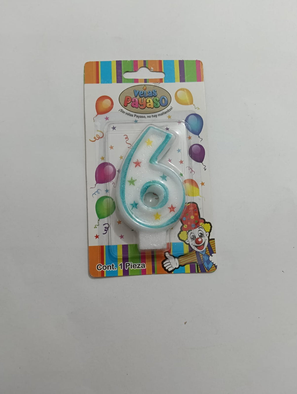 VELA NÚMERO PAYASO CERA AZUL