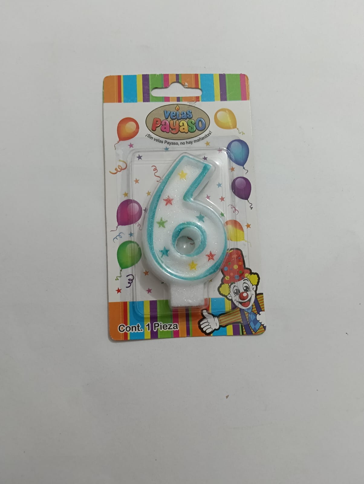 VELA NÚMERO PAYASO CERA AZUL