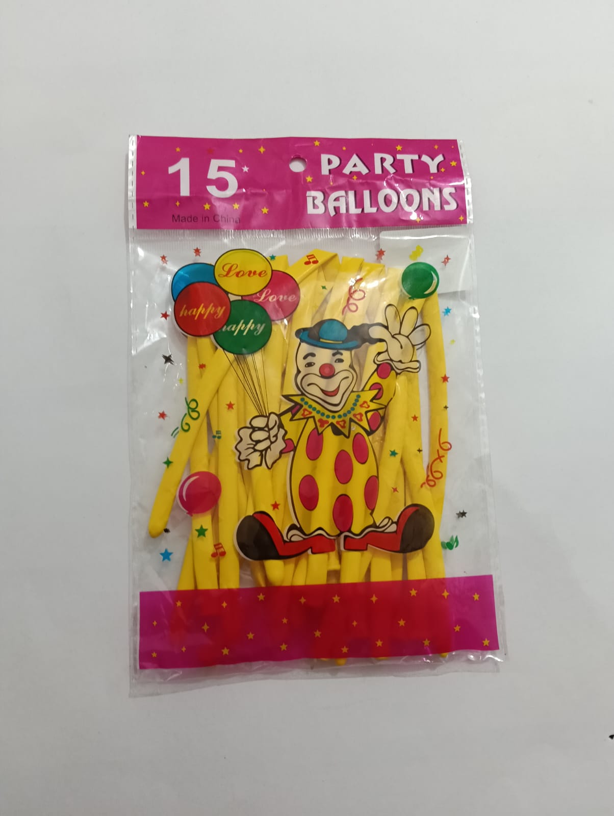 GLOBO BALLOONS TIRA AMARILLO 15 PZAS