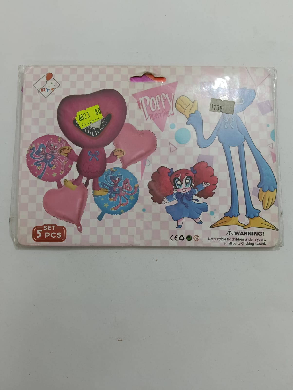 POPPY PLAY TIME KISSY MISSY ROSA SET DE 5 GLOBOS METÁLICOS