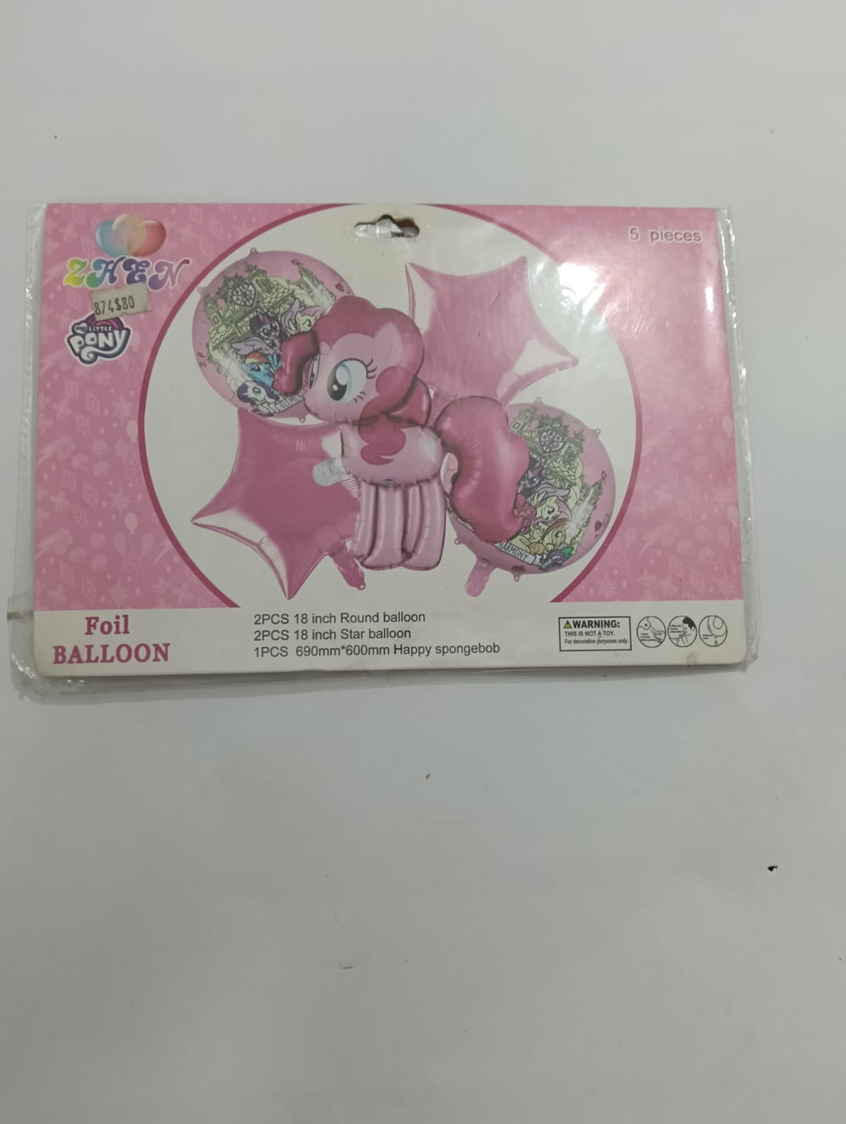 MY LITTLE PONY  PINKIE PIE  SET DE 5 GLOBOS METÁLICOS