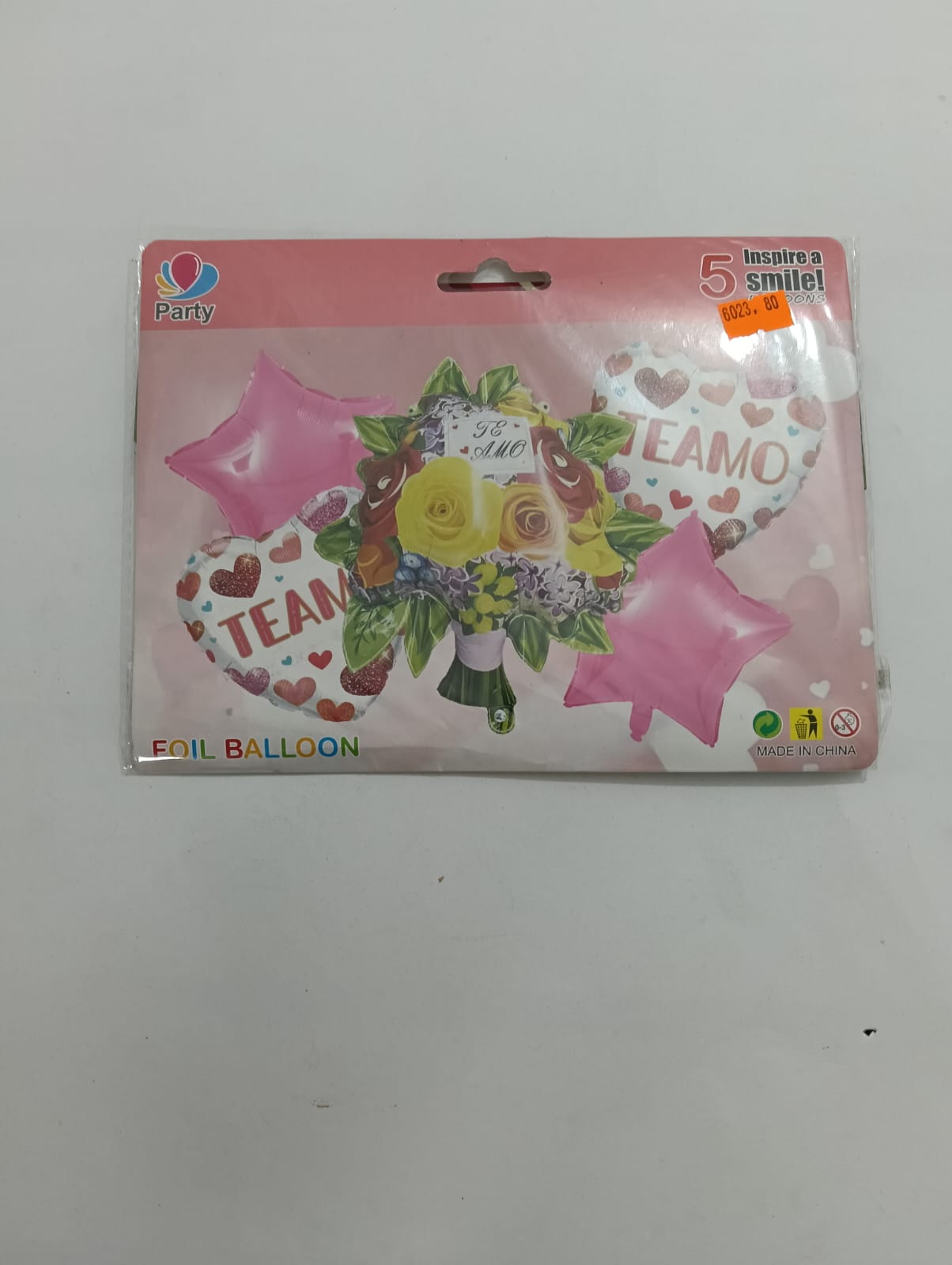 TE AMO SET DE 5 GLOBOS METÁLICOS