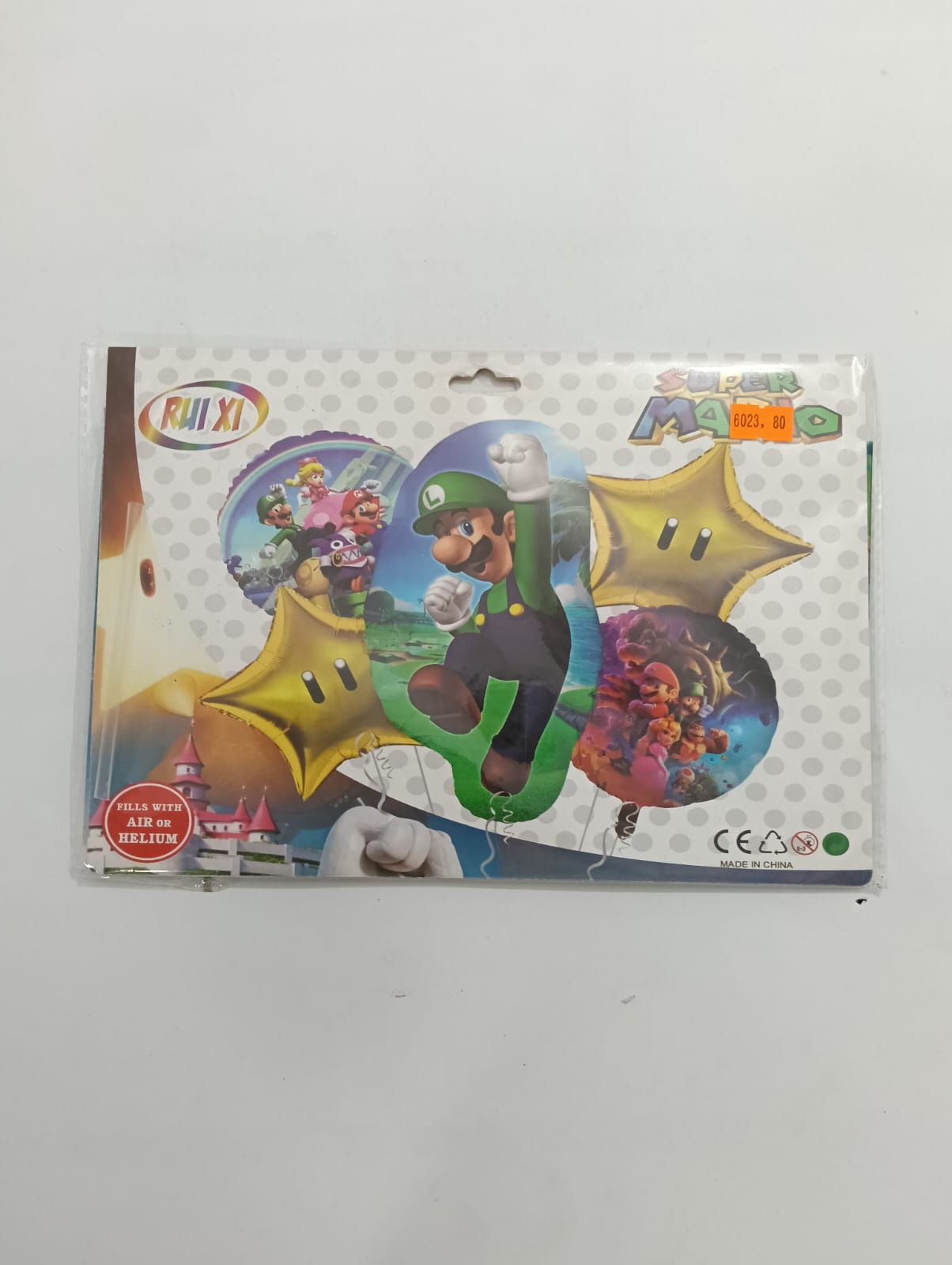 LUIGI MARIO BROS SET DE 5 GLOBOS METÁLICOS