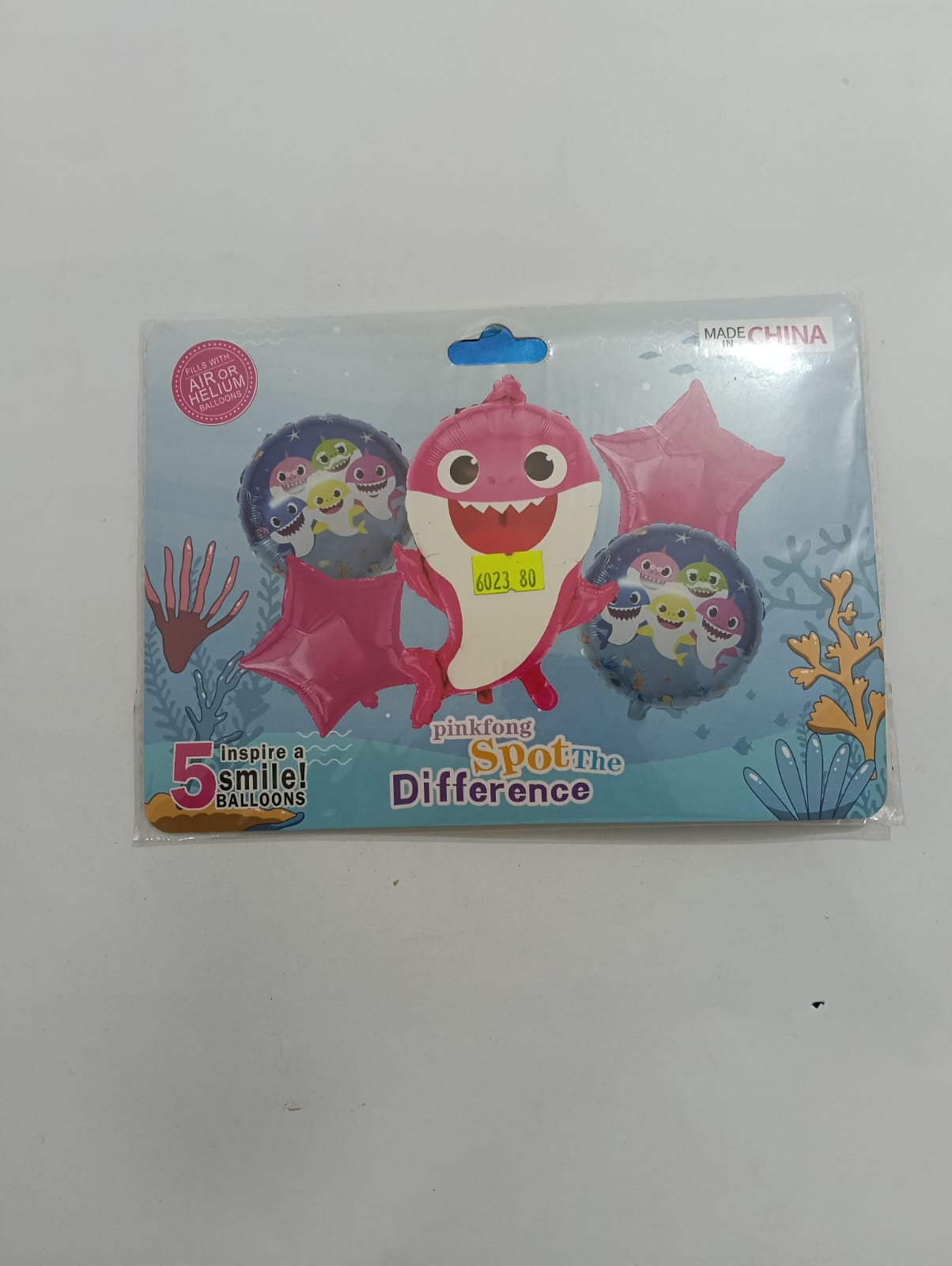 BABY SHARK ROSA SET DE 5 GLOBOS METÁLICOS