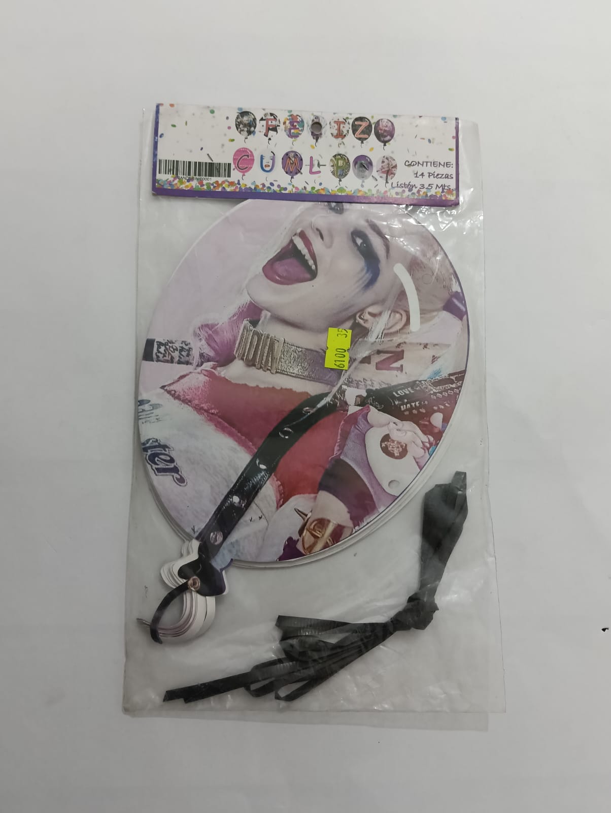 LETRERO FELIZ CUMPLEAÑOS HARLEY QUINN GUASÓN PERSONAJE