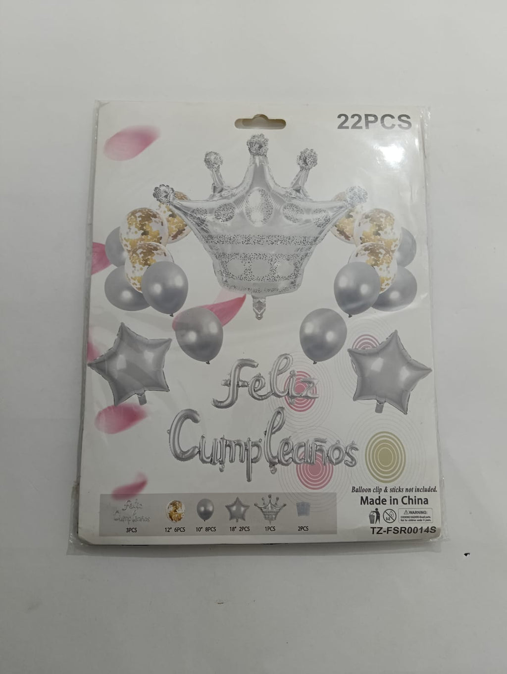 LETRERO FELIZ CUMPLEAÑOS CON CORONA GLOBO LATEX