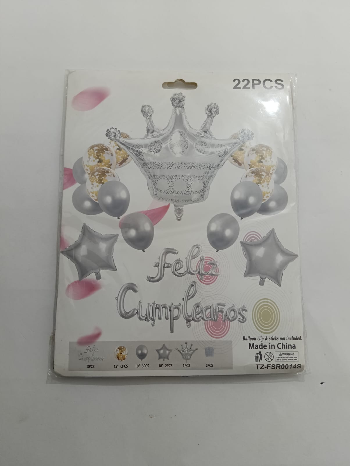LETRERO FELIZ CUMPLEAÑOS CON CORONA GLOBO LATEX